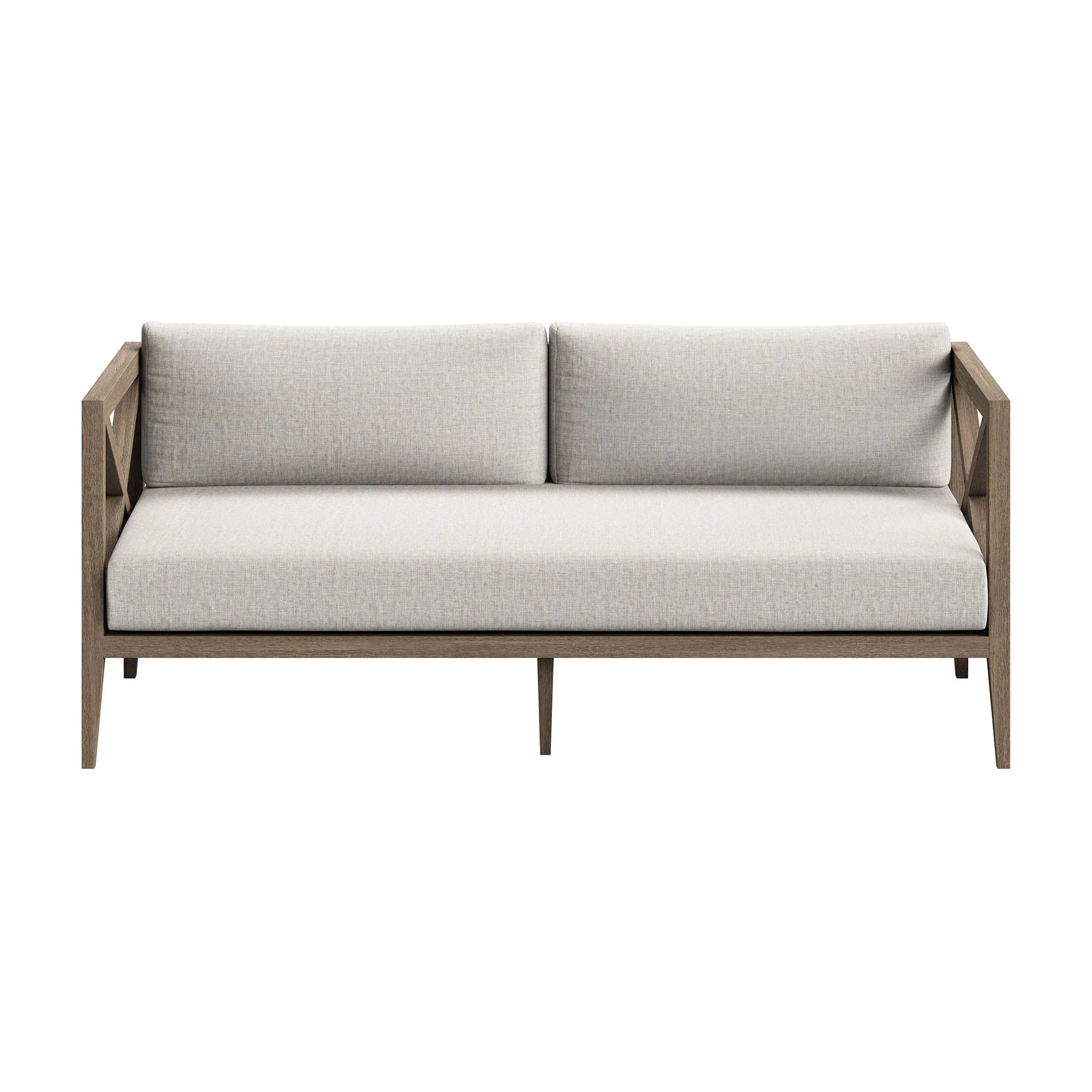 Northlake Outdoor Patio Teak Loveseat in Weathered Gray White