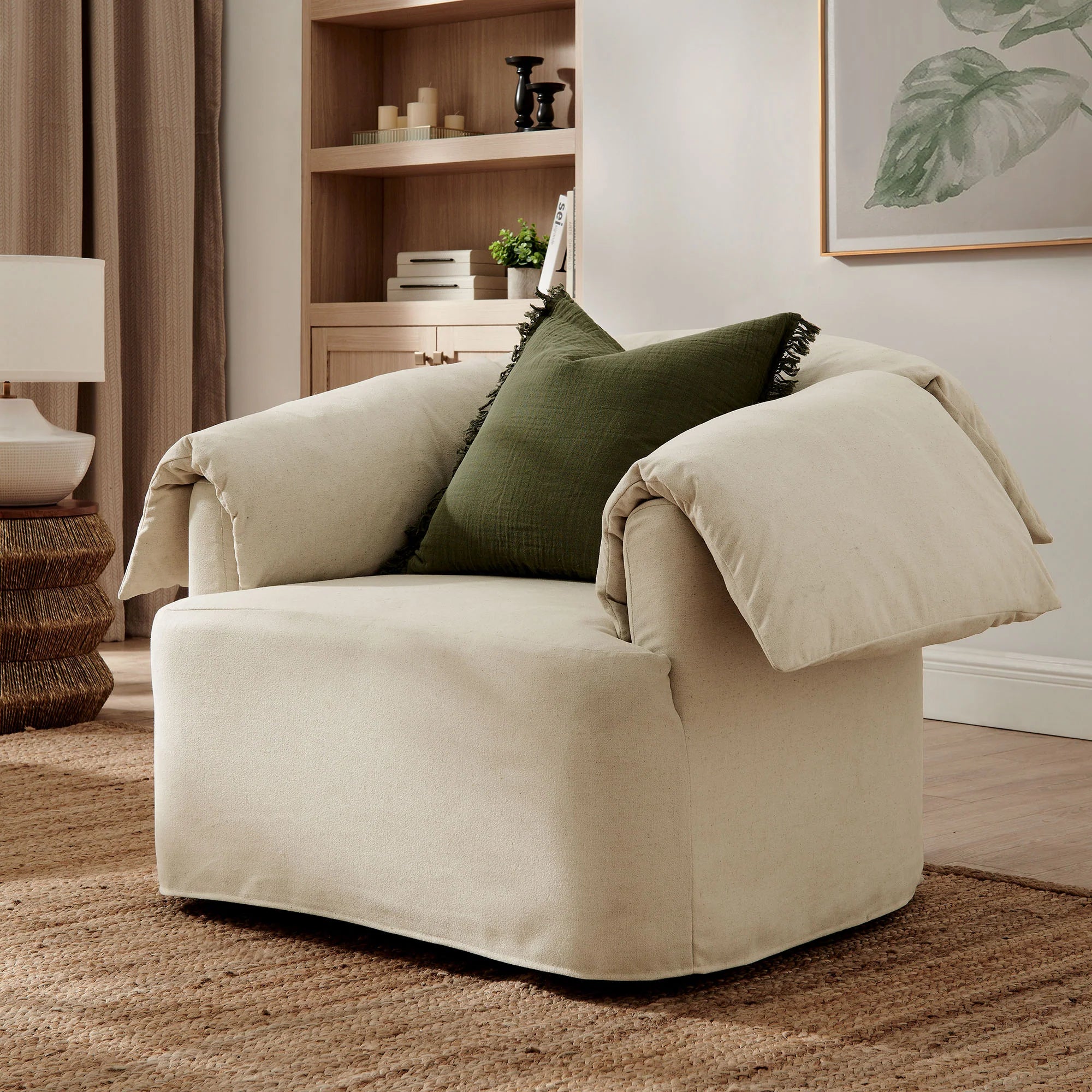 Lark Slipcovered Fabric Oversized Armchair