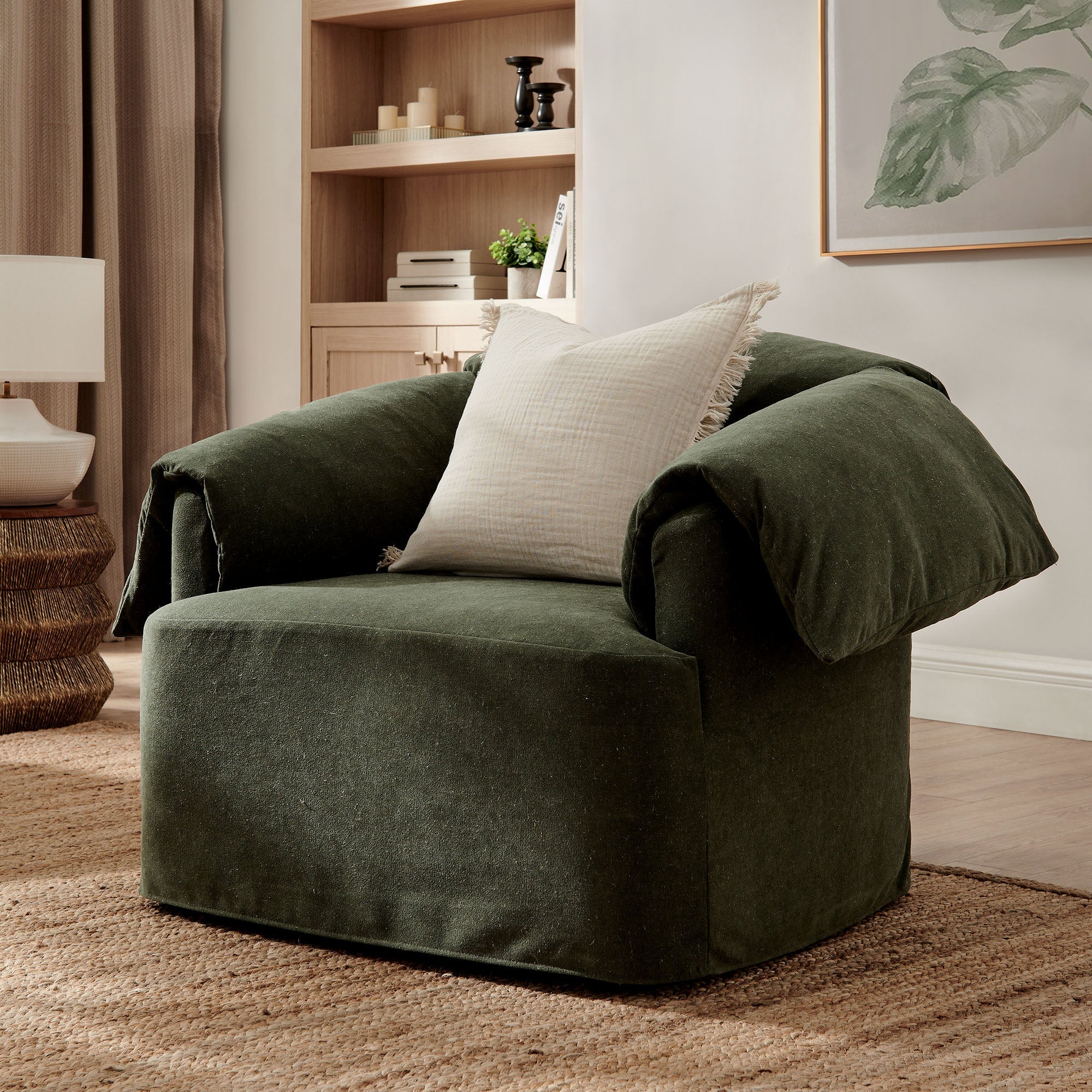 Lark Slipcovered Fabric Oversized Armchair