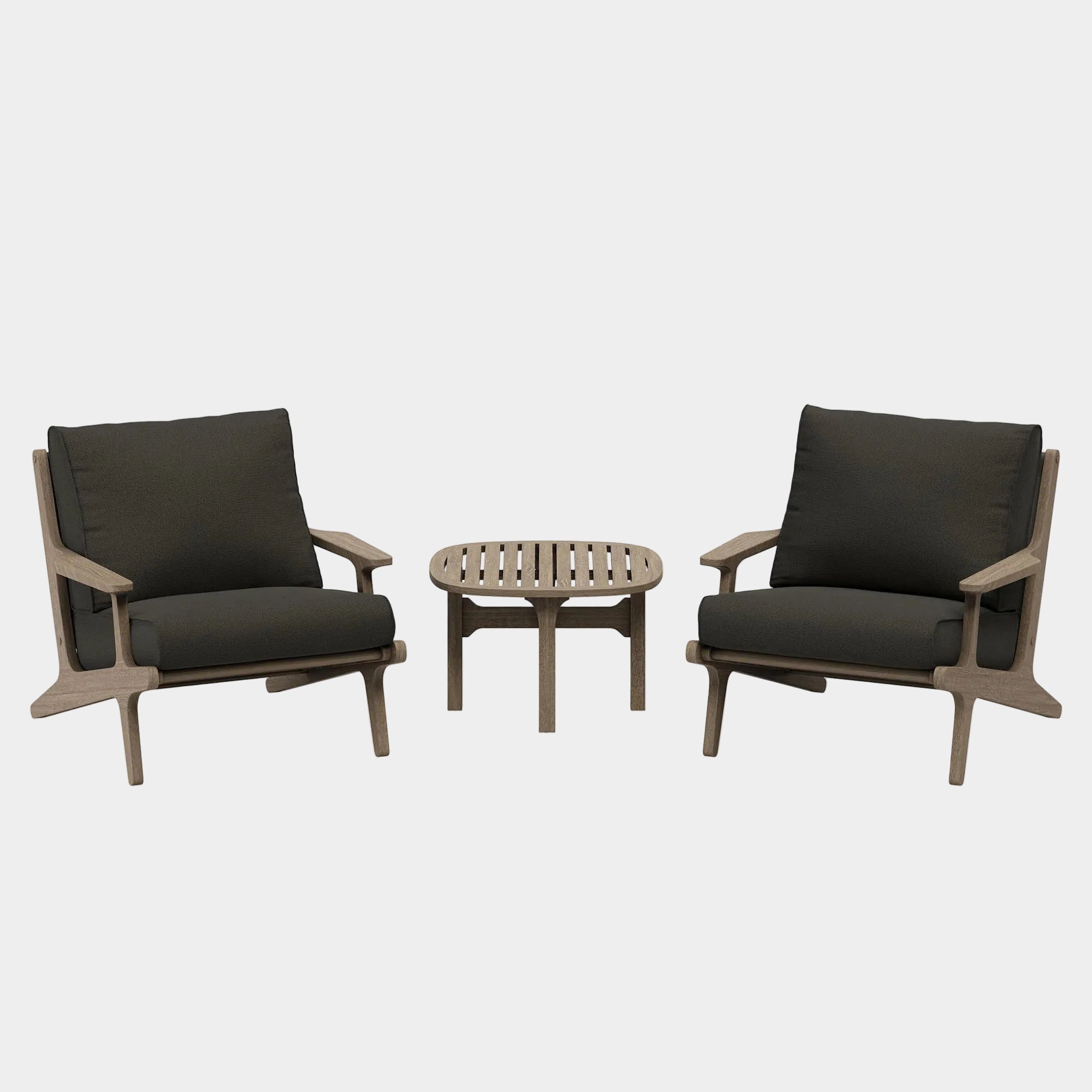 Saratoga 3-Piece Outdoor Teak Wood Furniture Set with Lounge Chairs and Side Table