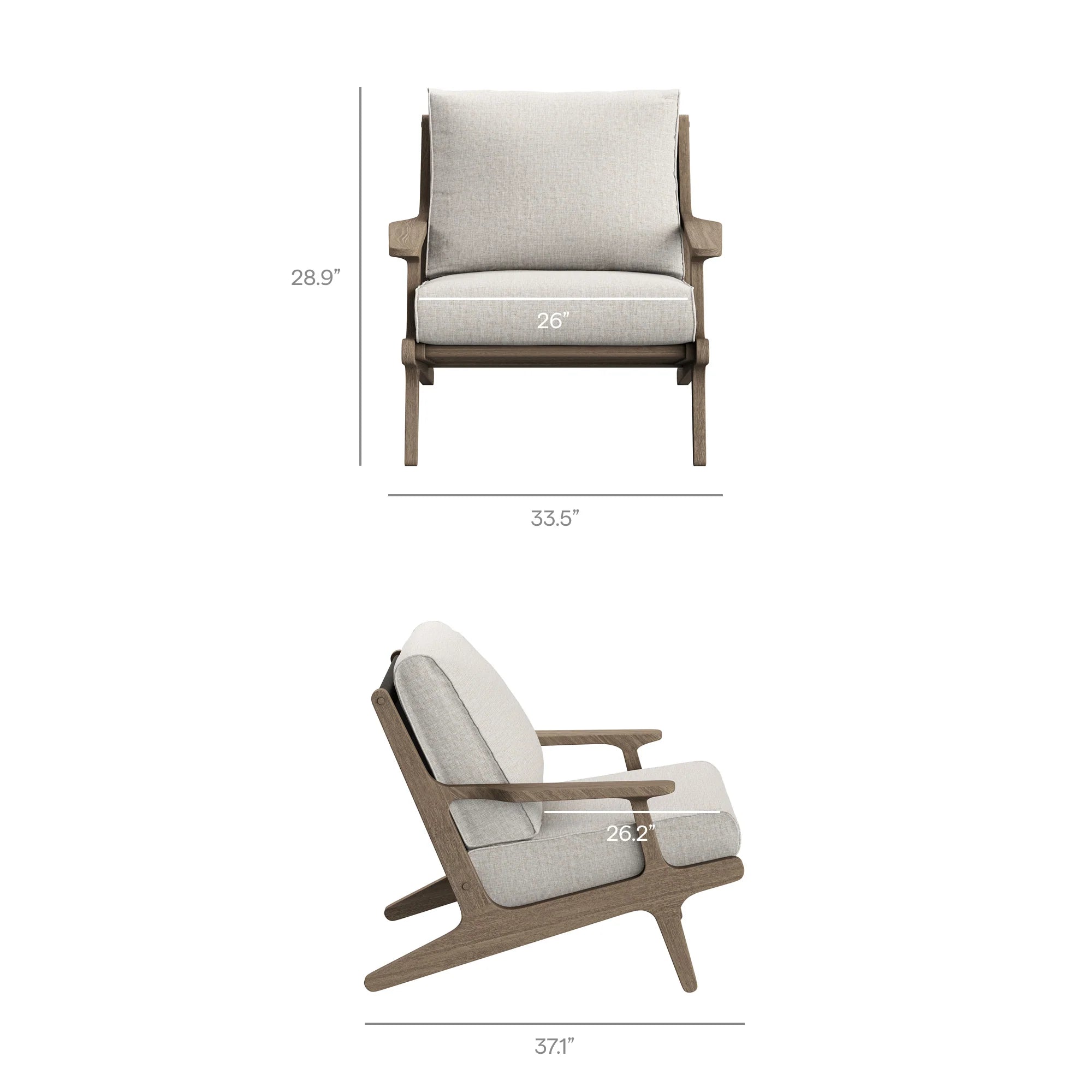 Saratoga Outdoor Patio Teak Wood Chair and Ottoman Set in Weathered