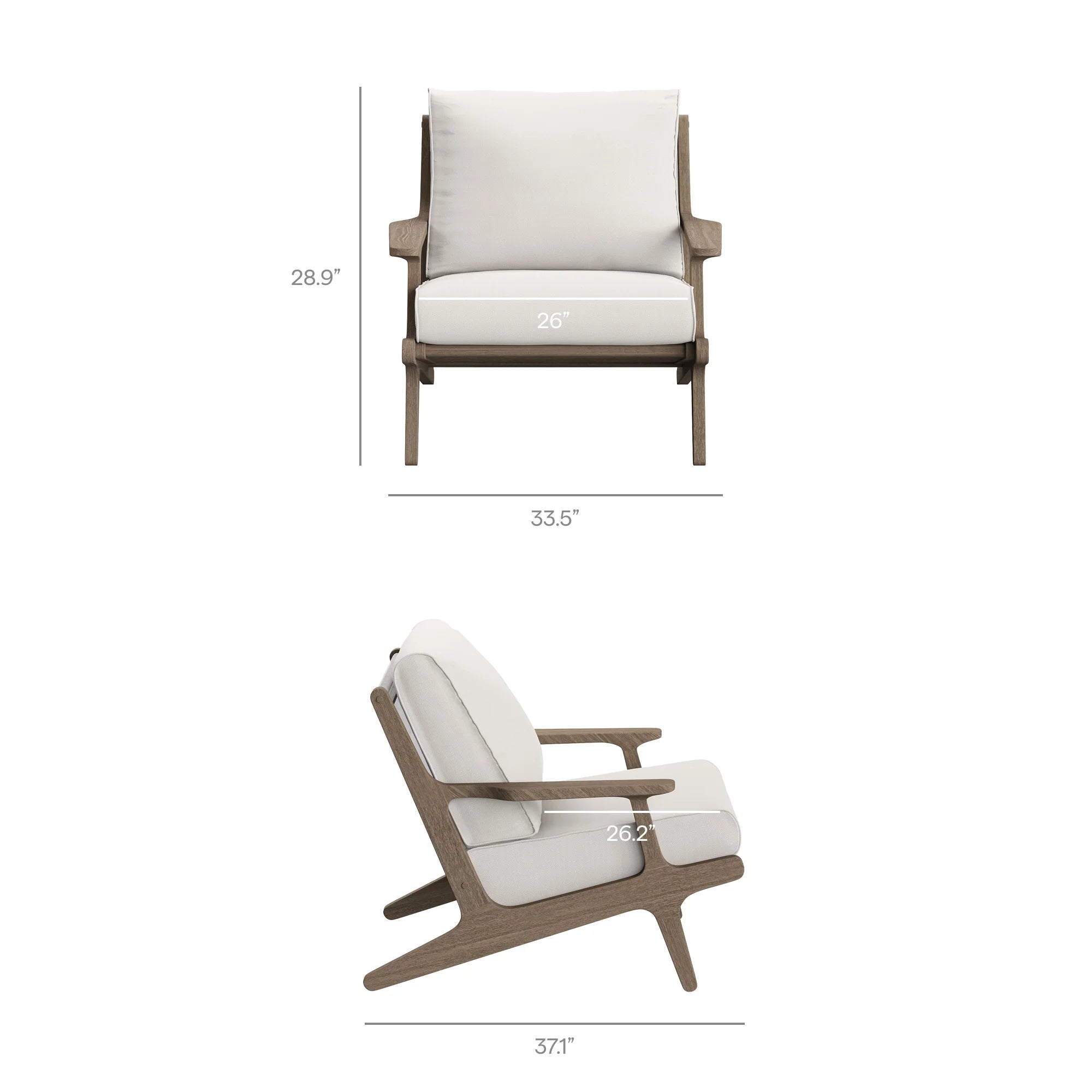 Saratoga Outdoor Patio Teak Wood Chair and Ottoman Set in Weathered