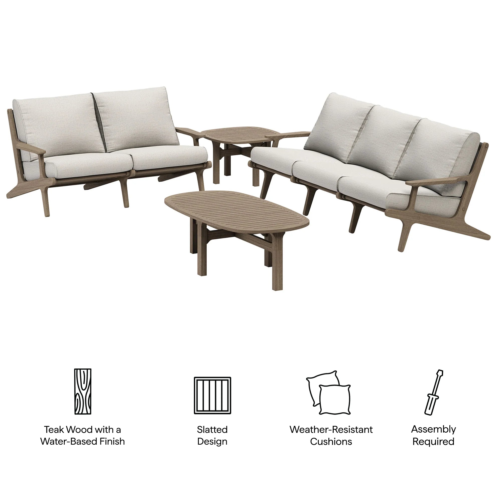 Saratoga 4-Piece Outdoor Teak Wood Furniture Set