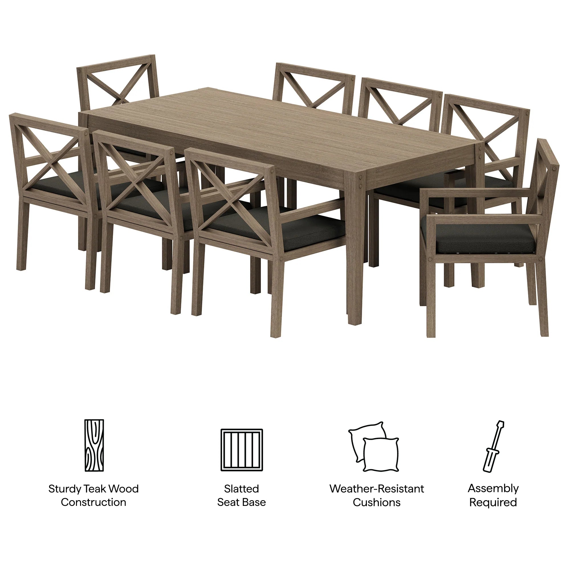 Northlake 9-Piece Outdoor Teak Wood Dining Set
