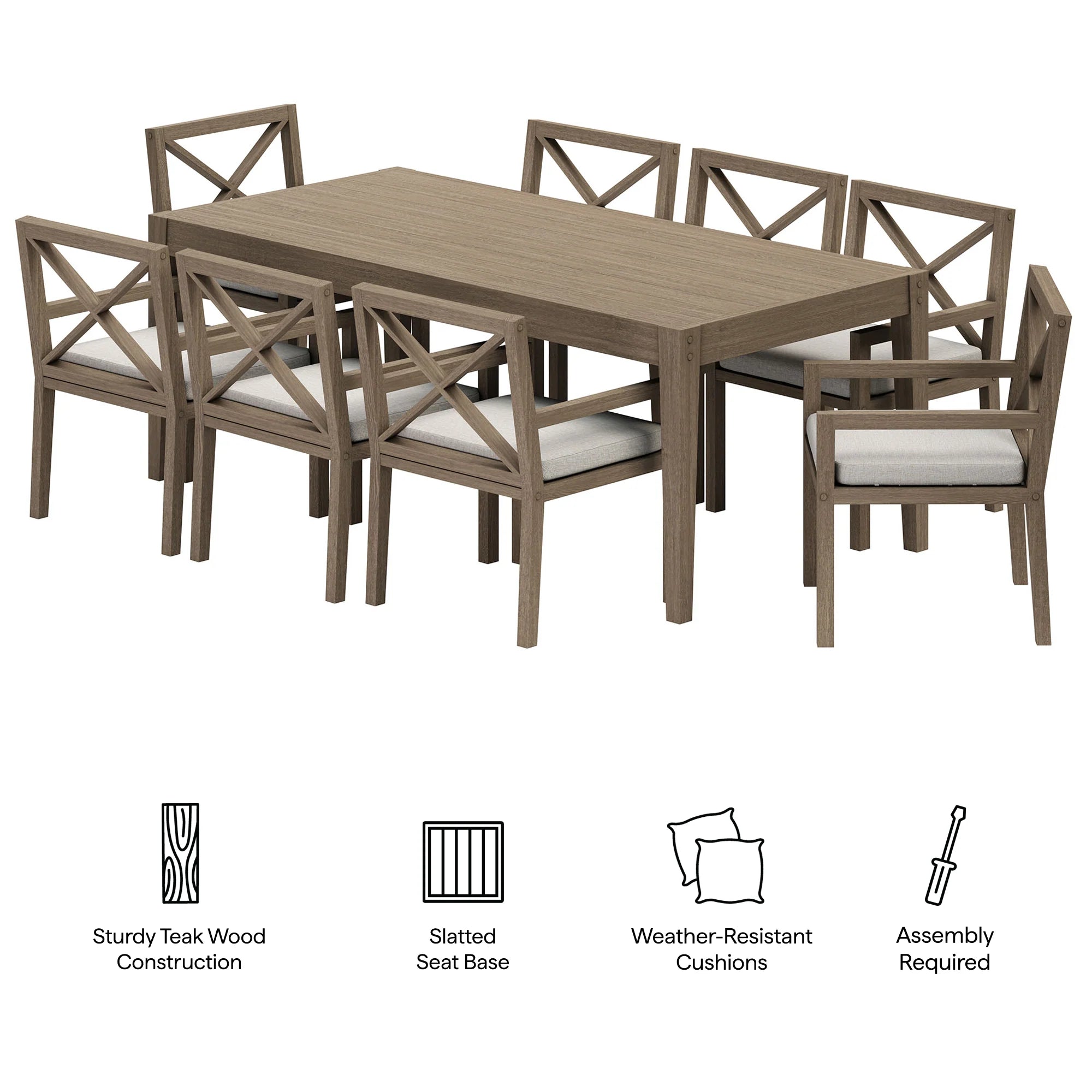 Northlake 9-Piece Outdoor Teak Wood Dining Set