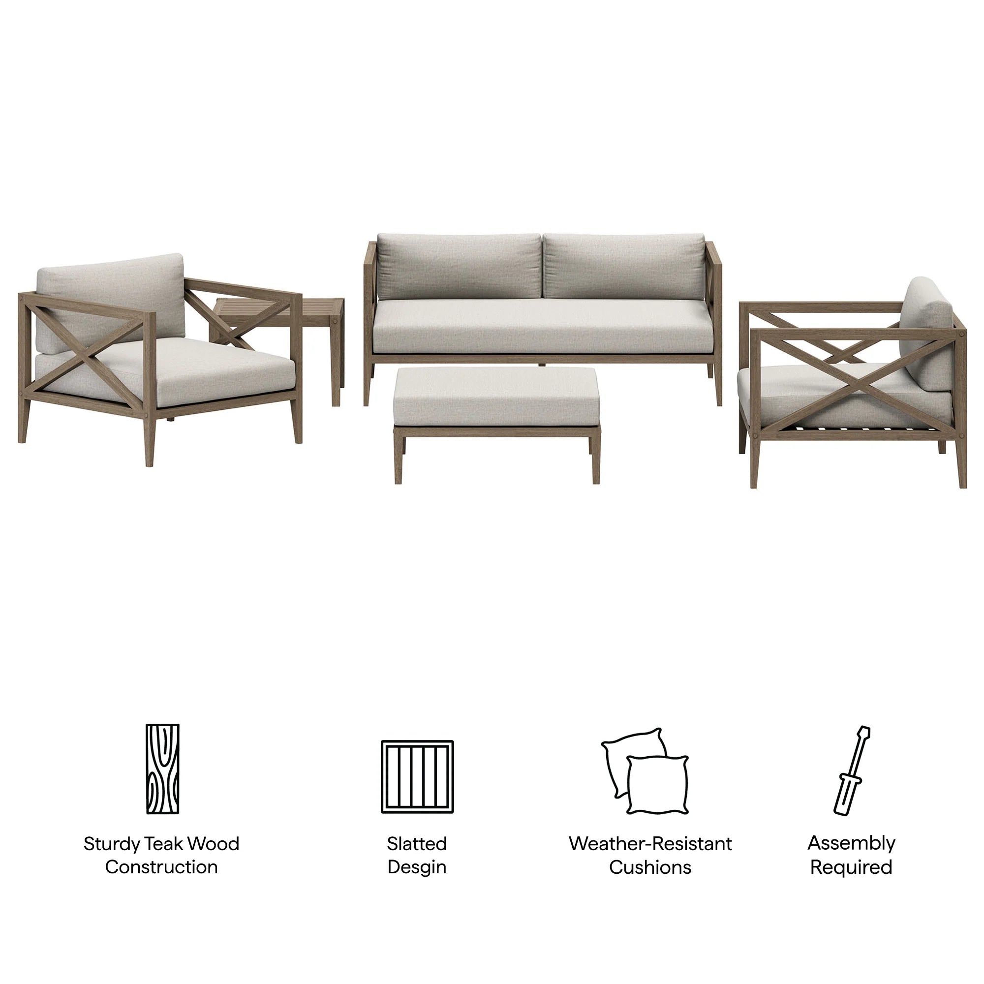 Northlake 5-Piece Outdoor Teak Wood Furniture Set