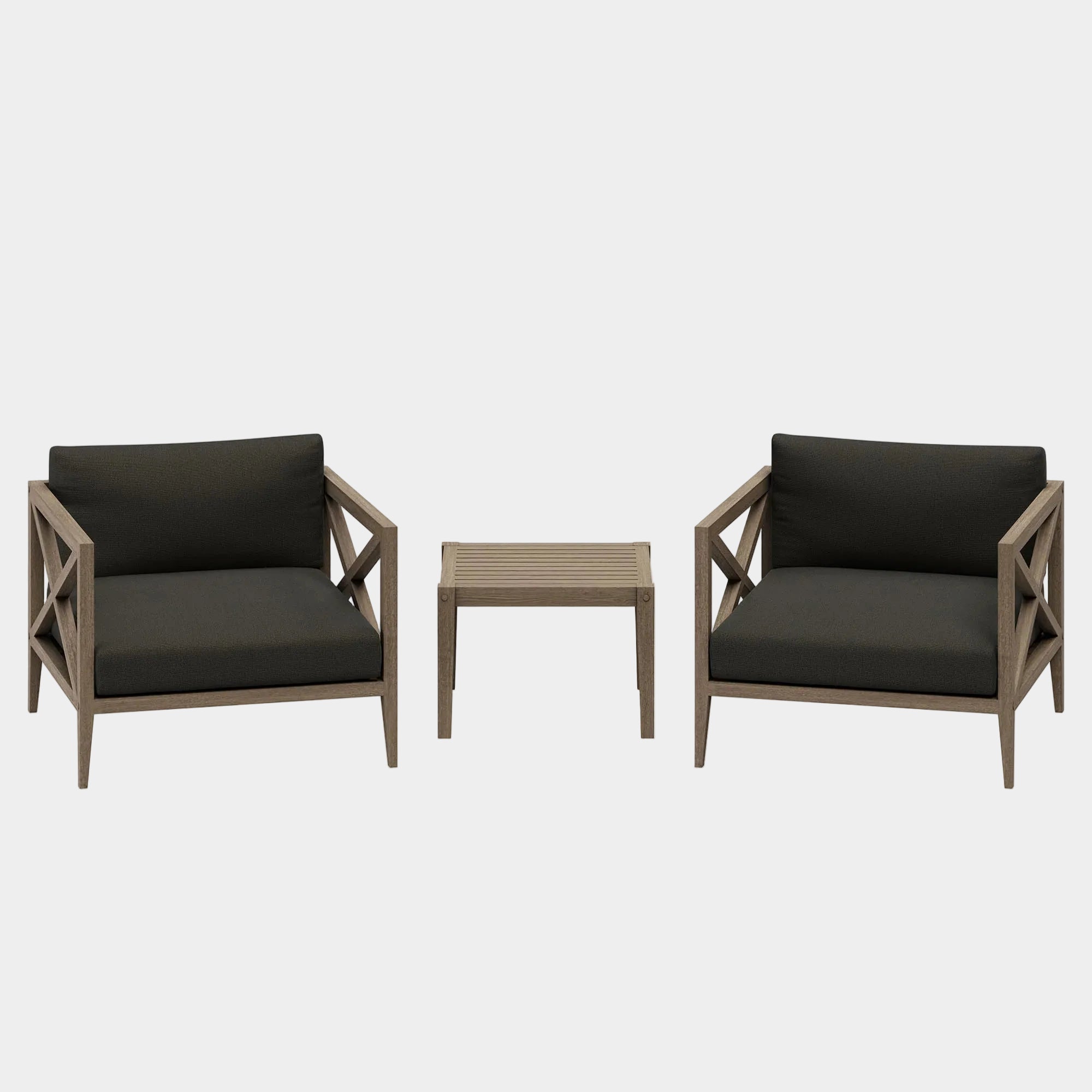 Northlake 3-Piece Outdoor Teak Wood Furniture Set with Armchair and Side Table
