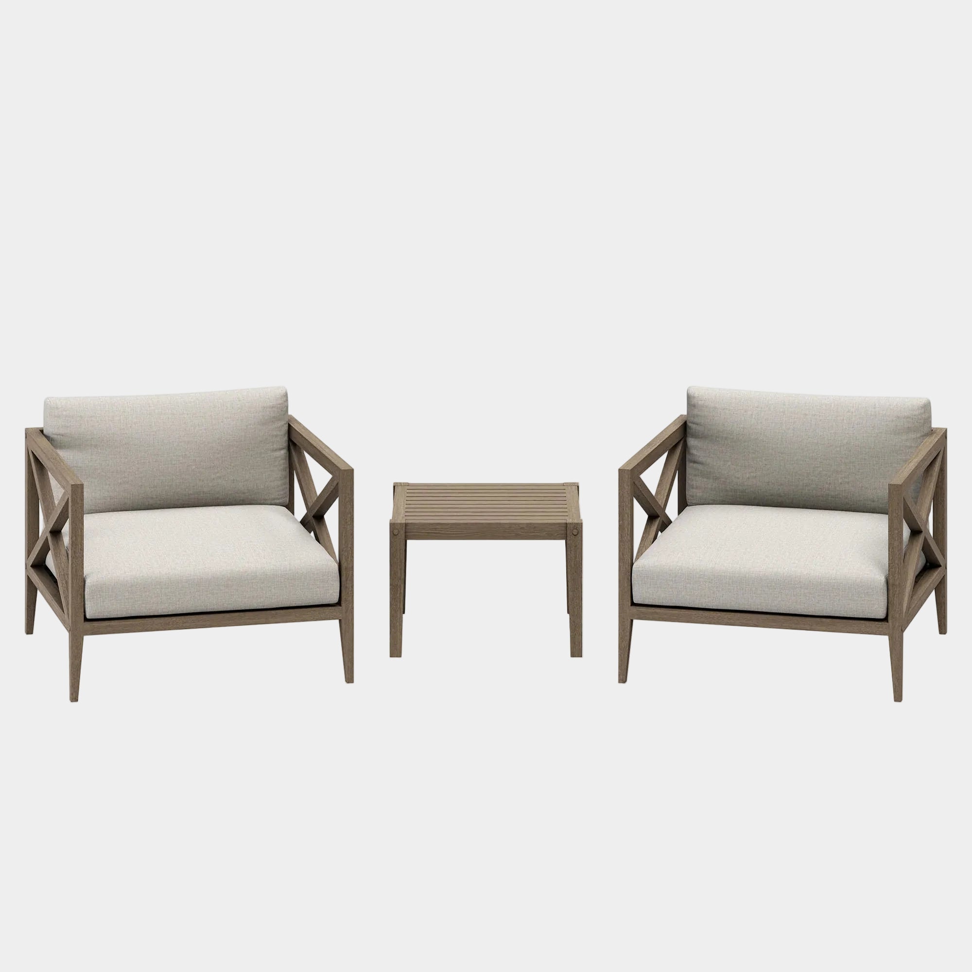 Northlake 3-Piece Outdoor Teak Wood Furniture Set with Armchair and Side Table