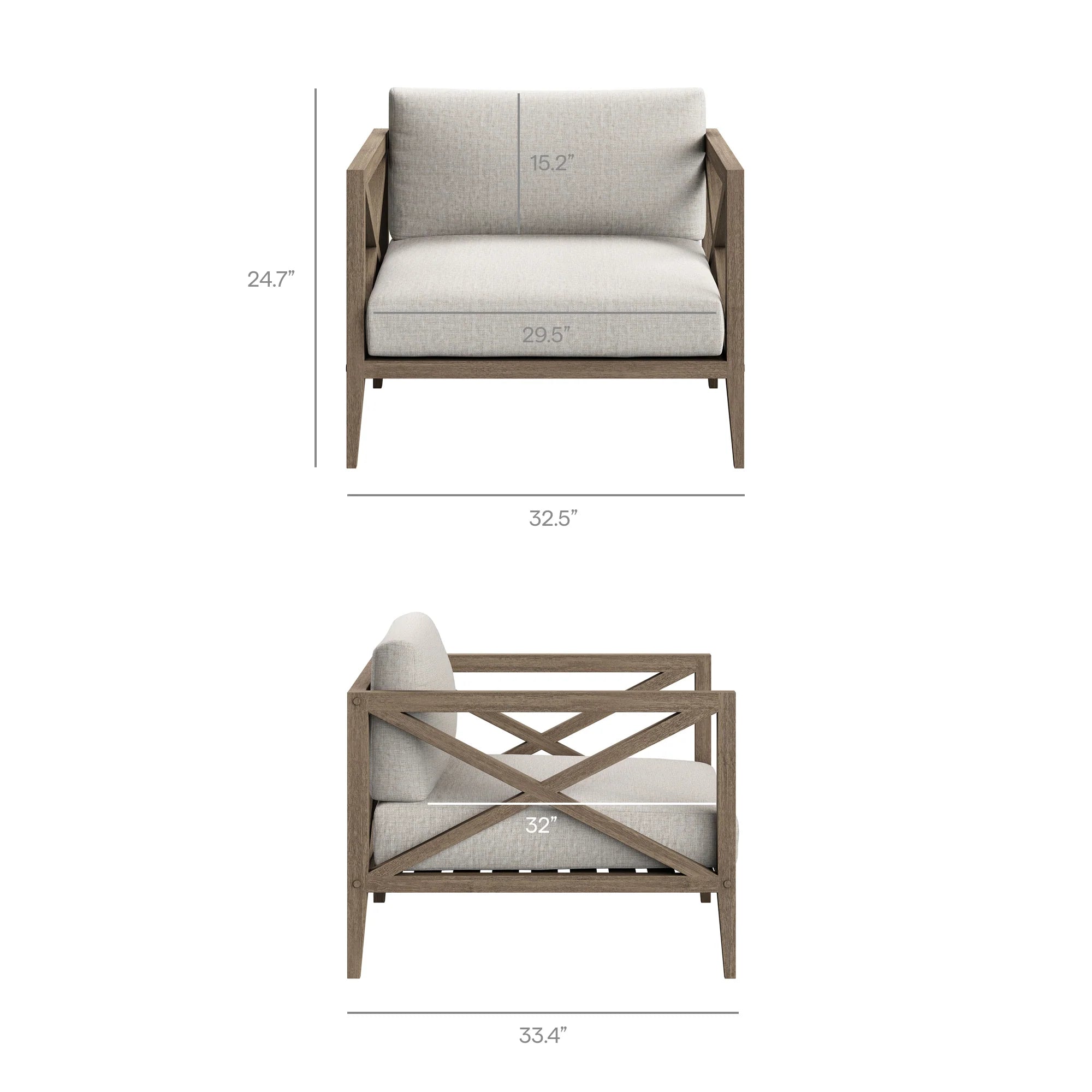 Northlake 3-Piece Outdoor Teak Wood Furniture Set with Armchair and Side Table