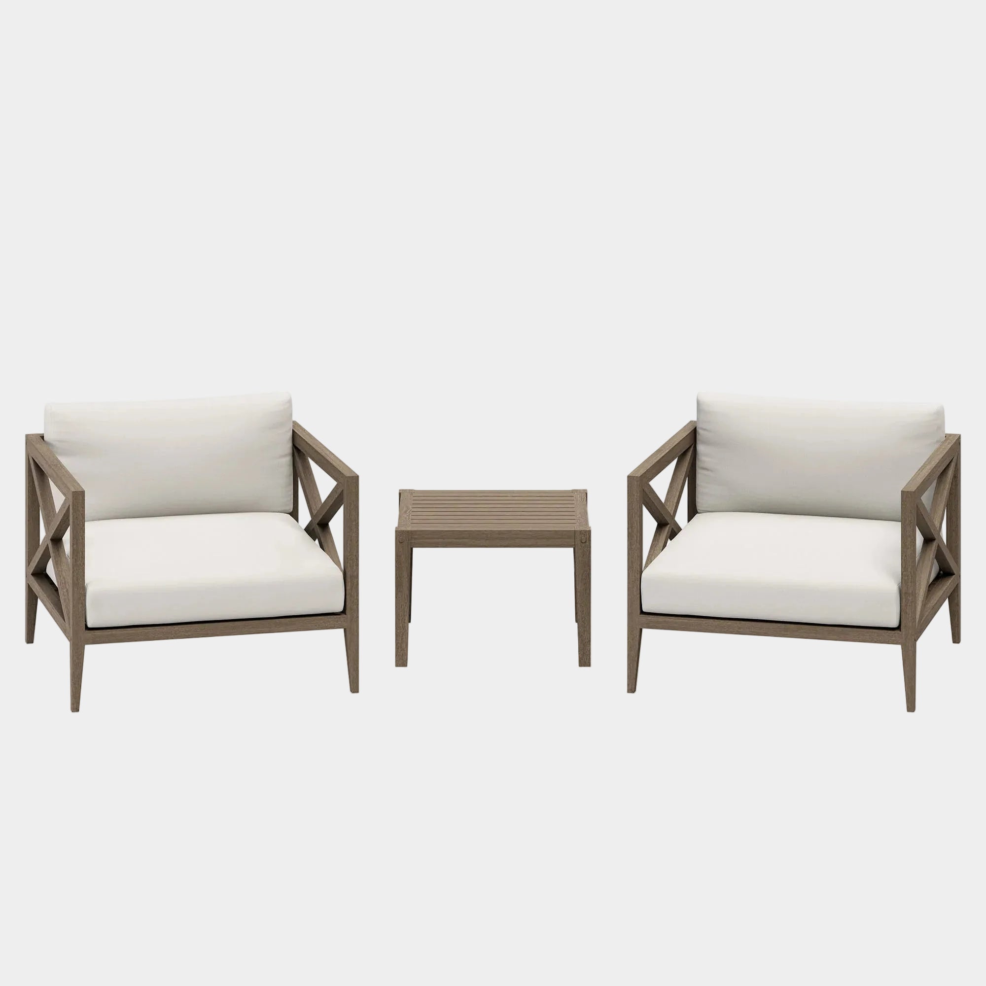 Northlake 3-Piece Outdoor Teak Wood Furniture Set with Armchair and Side Table