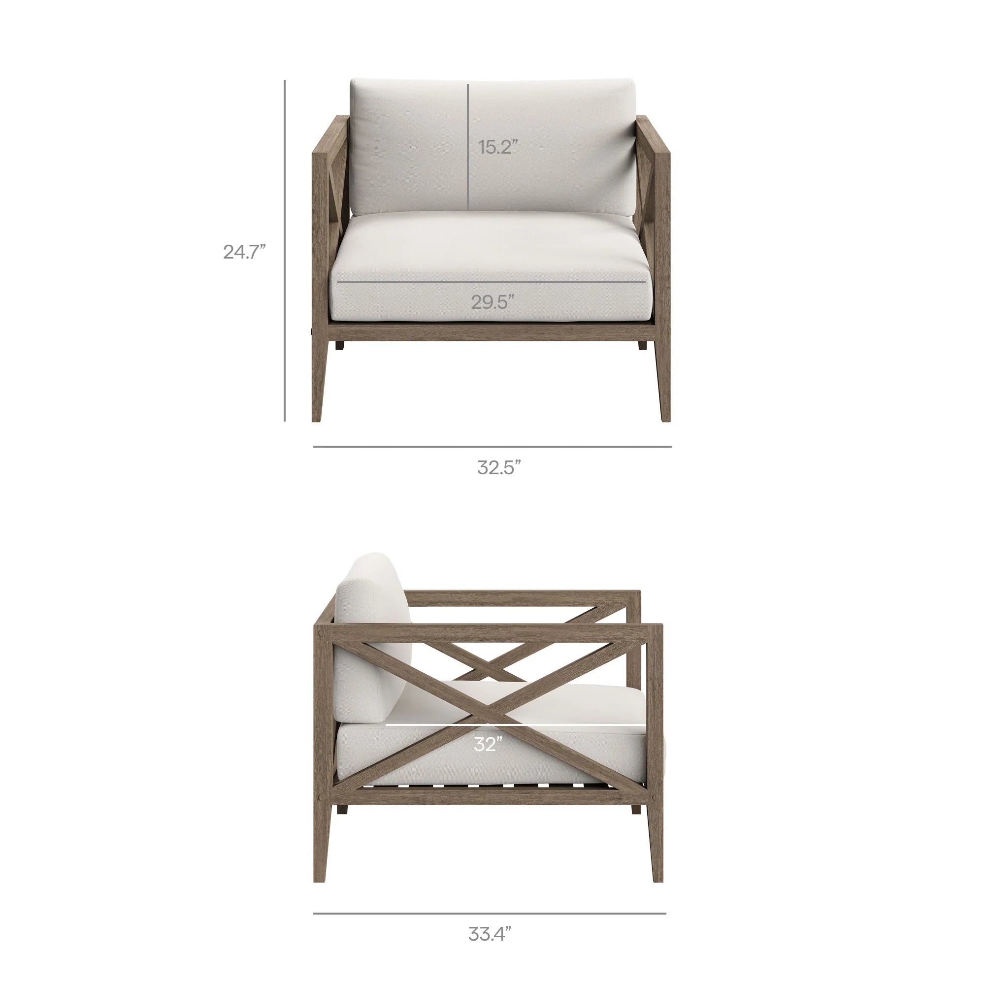 Northlake 3-Piece Outdoor Teak Wood Furniture Set with Armchair and Side Table