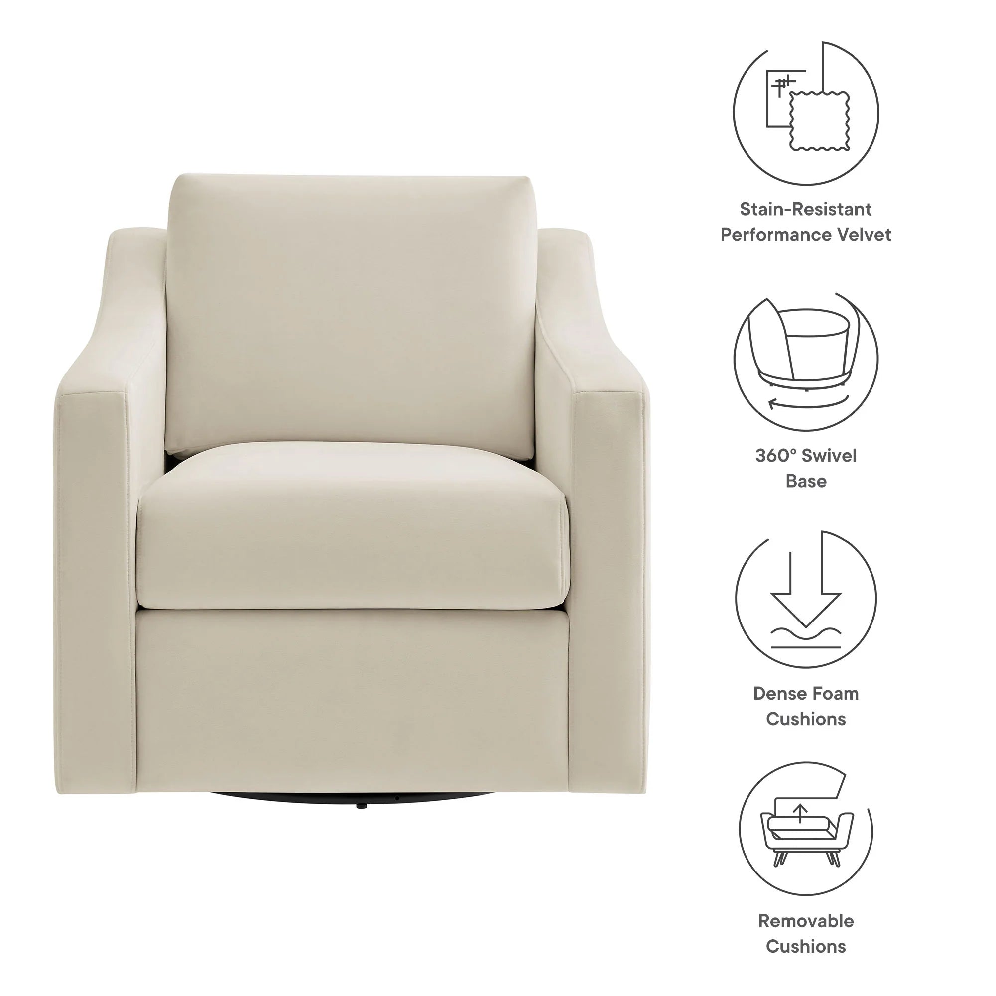 Fauteuil de salon en velours Ponder Performance