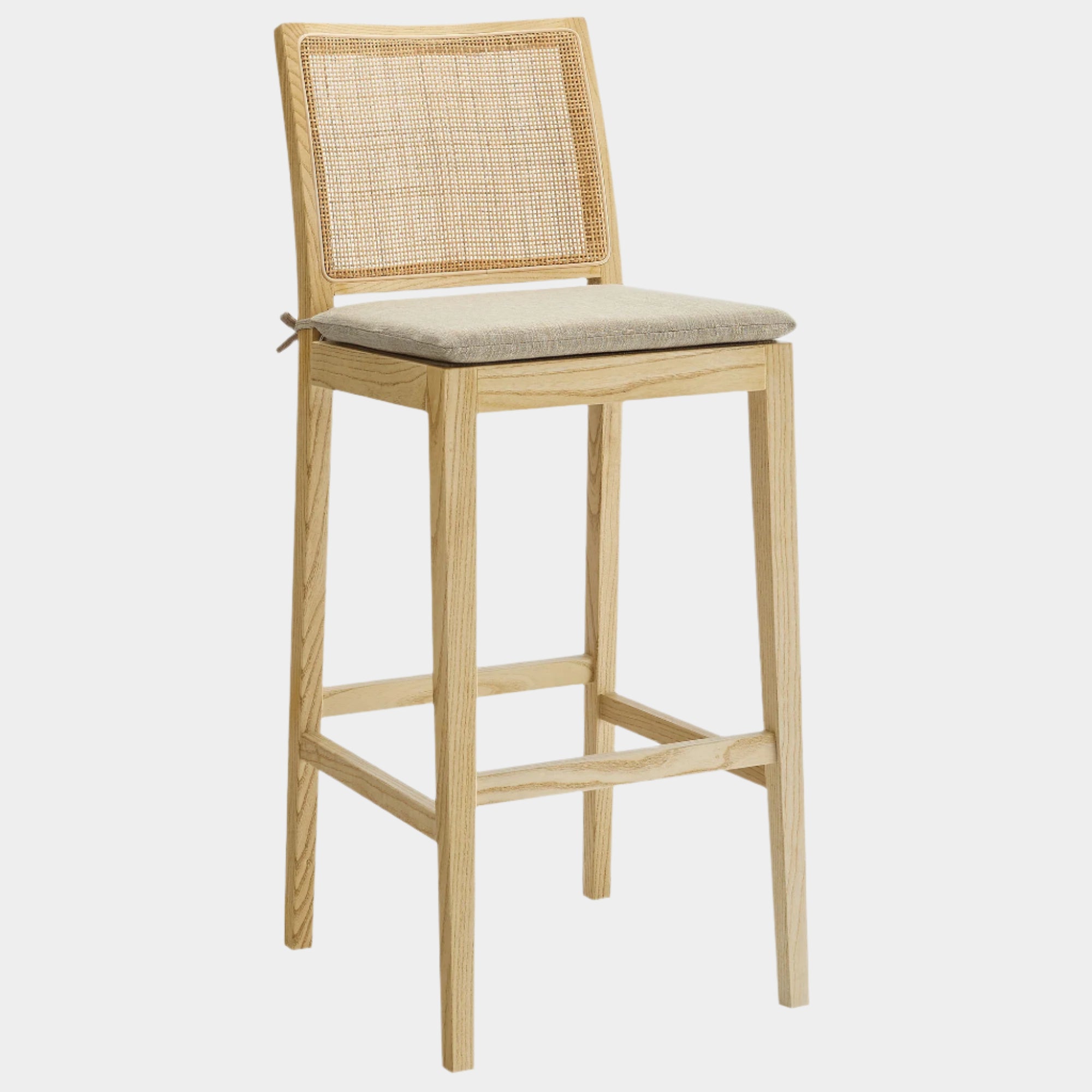Ovard Wood and Rattan Bar Stool