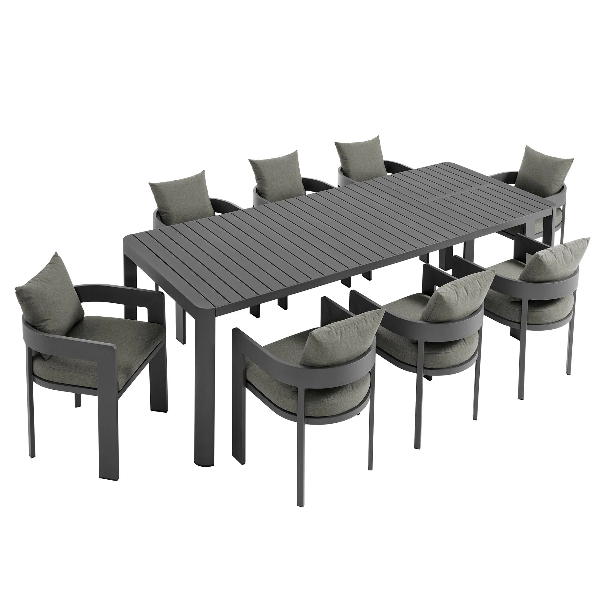 Tahoe 9-Piece Outdoor Patio Aluminum Dining Set With Extendable Table