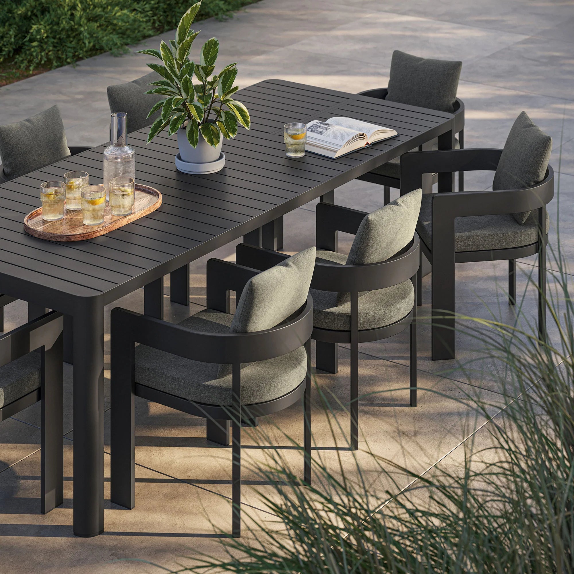 Tahoe 9-Piece Outdoor Patio Aluminum Dining Set With Extendable Table