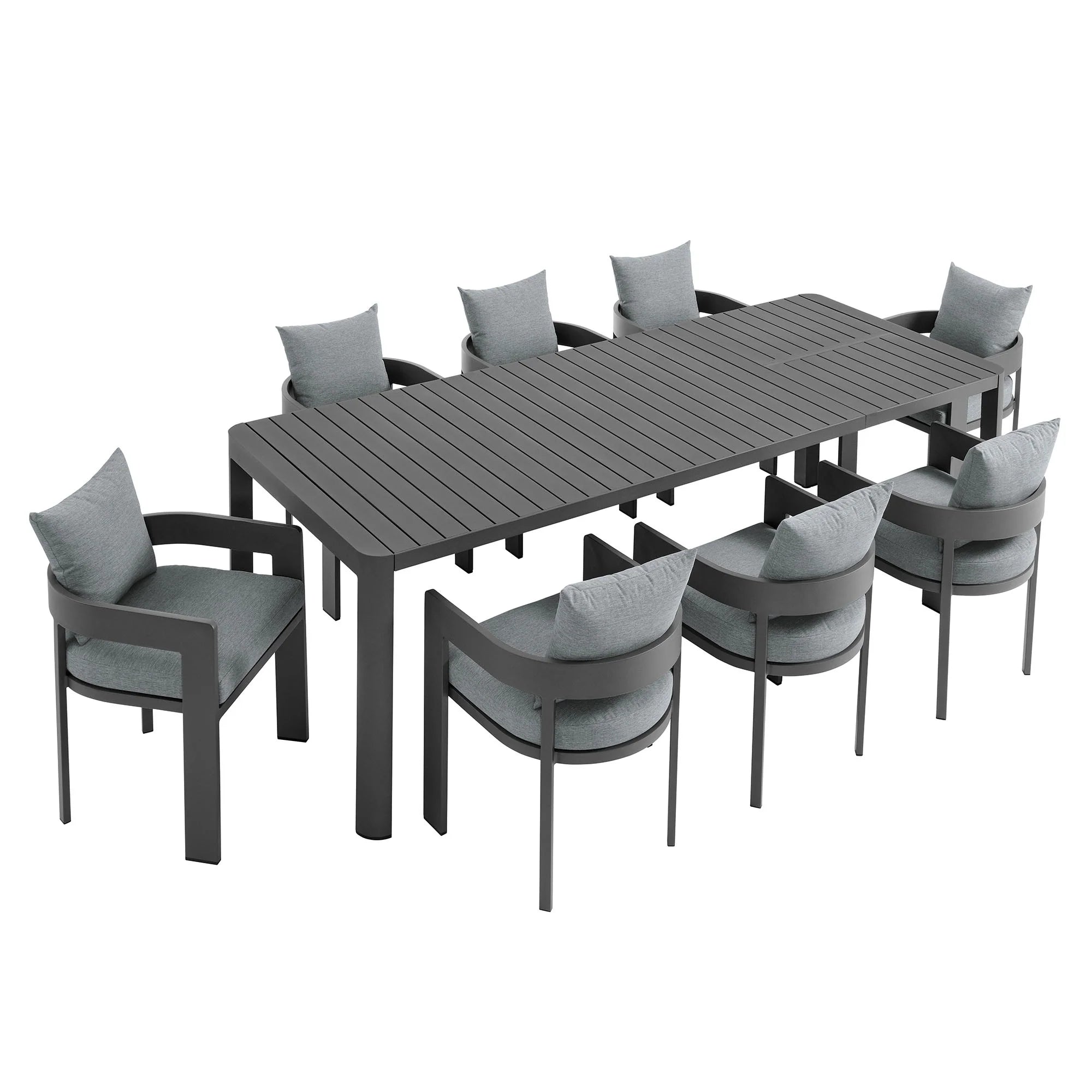 Tahoe 9-Piece Outdoor Patio Aluminum Dining Set With Extendable Table