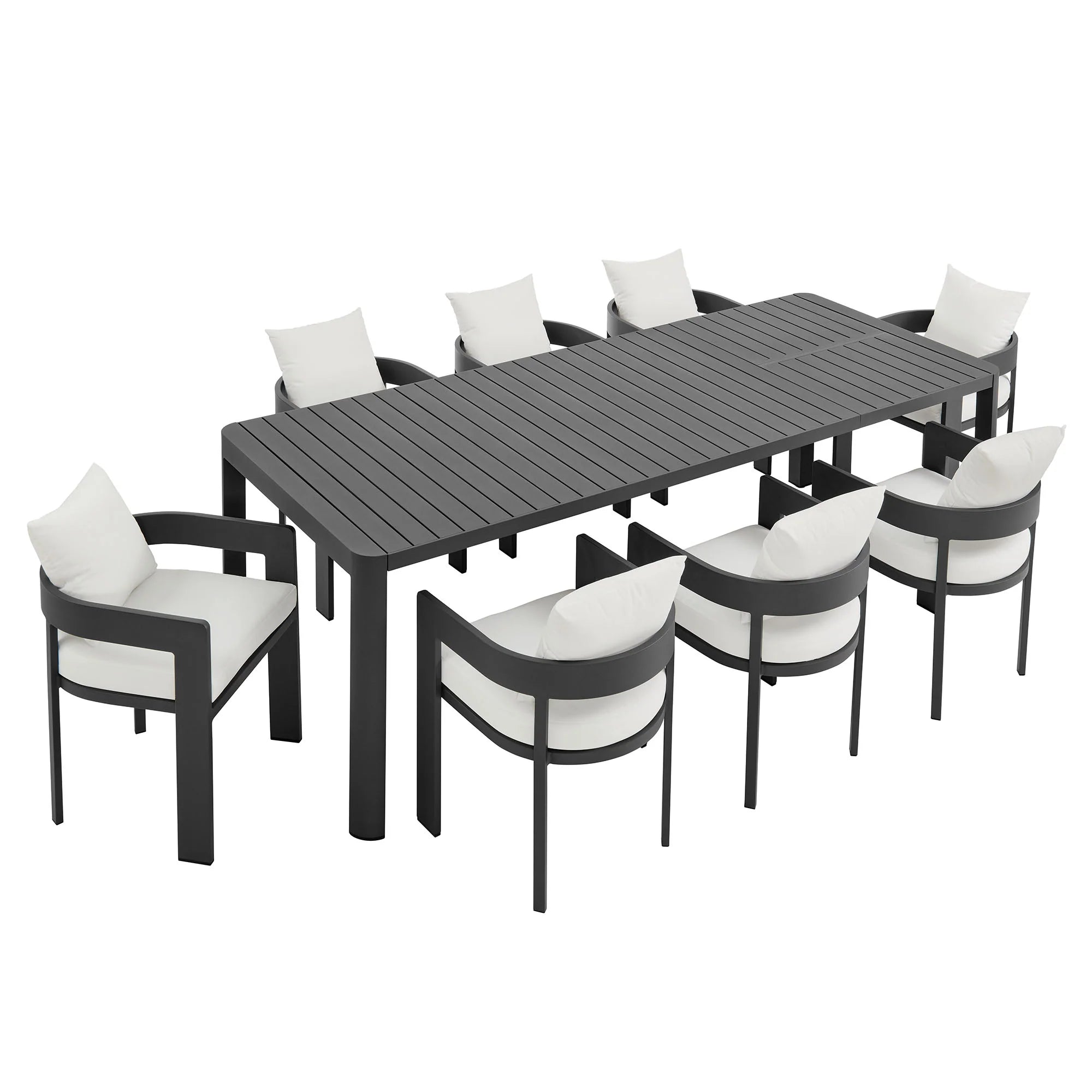 Tahoe 9-Piece Outdoor Patio Aluminum Dining Set With Extendable Table