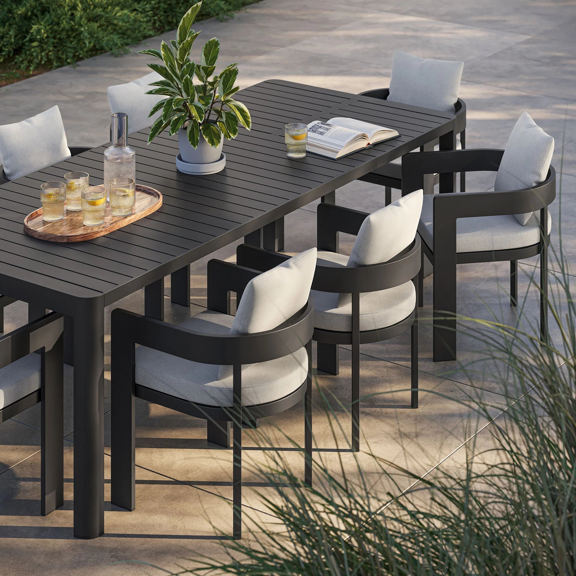 Tahoe 9-Piece Outdoor Patio Aluminum Dining Set With Extendable Table
