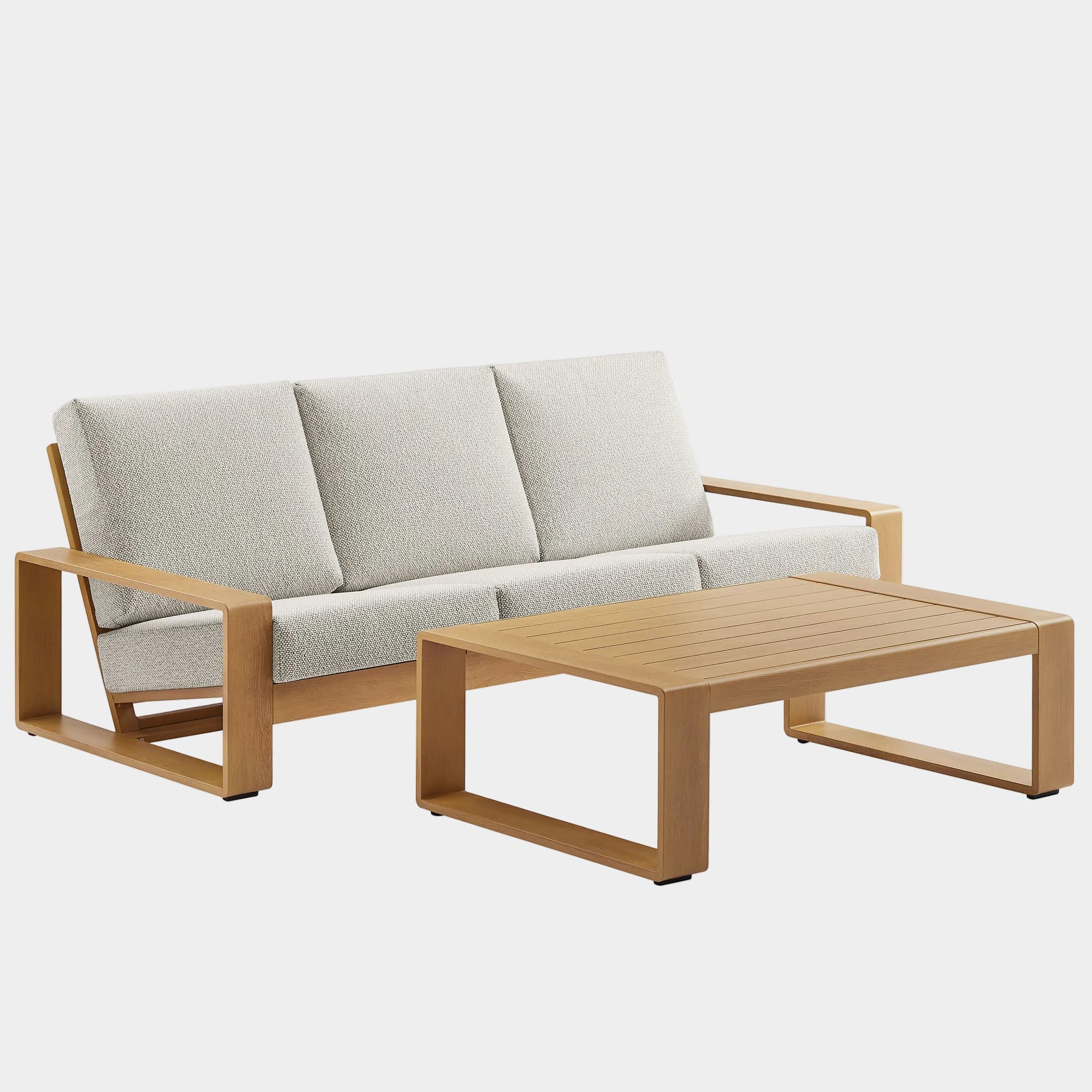 Lirienne 2-Piece Outdoor Patio Aluminum Faux Wood Furniture Set