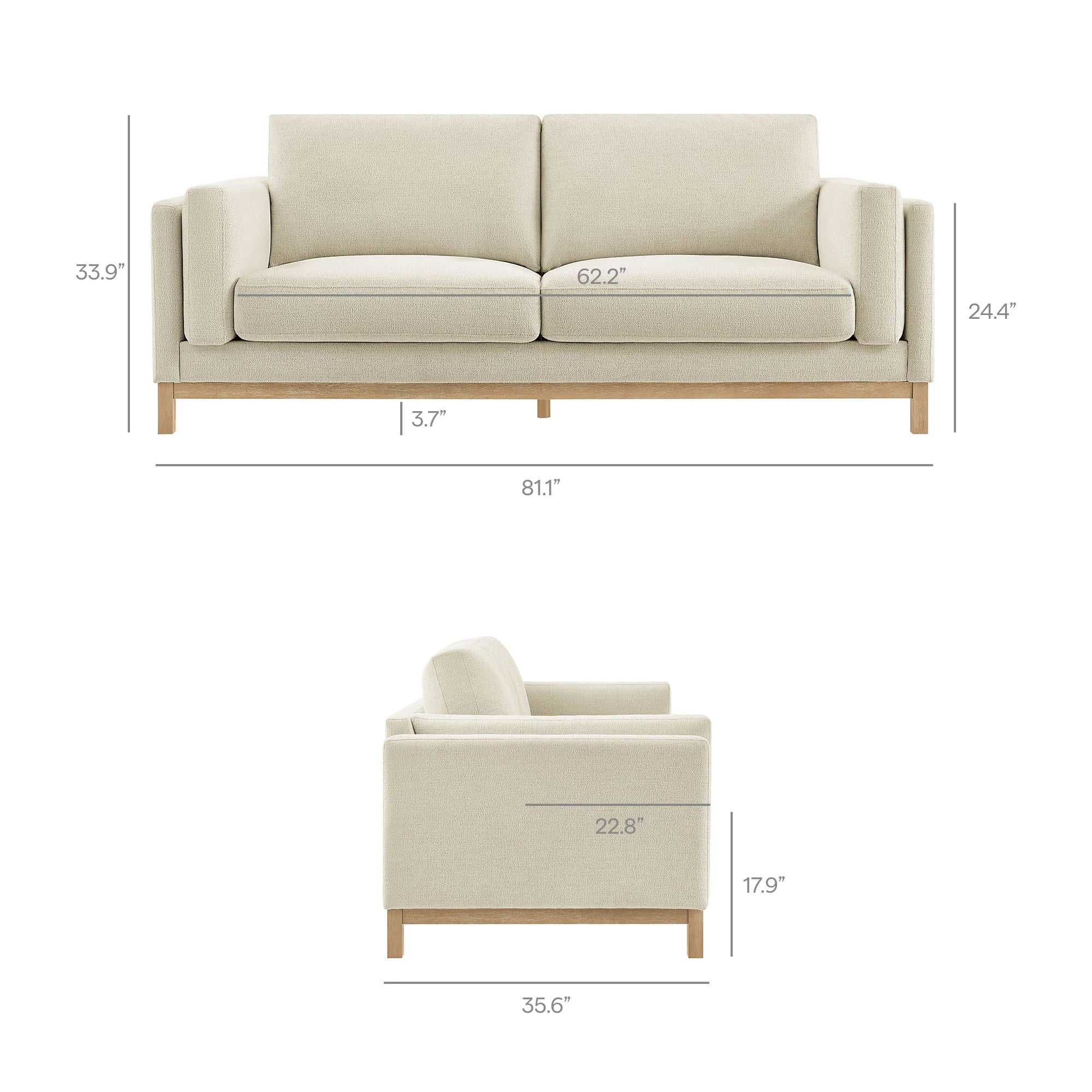 Roscoe 81 inch Fabric Sofa
