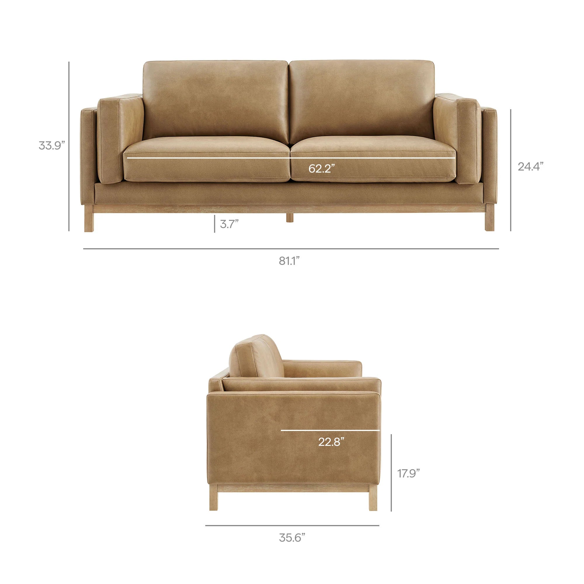 Roscoe 81 inch Vegan Leather Sofa