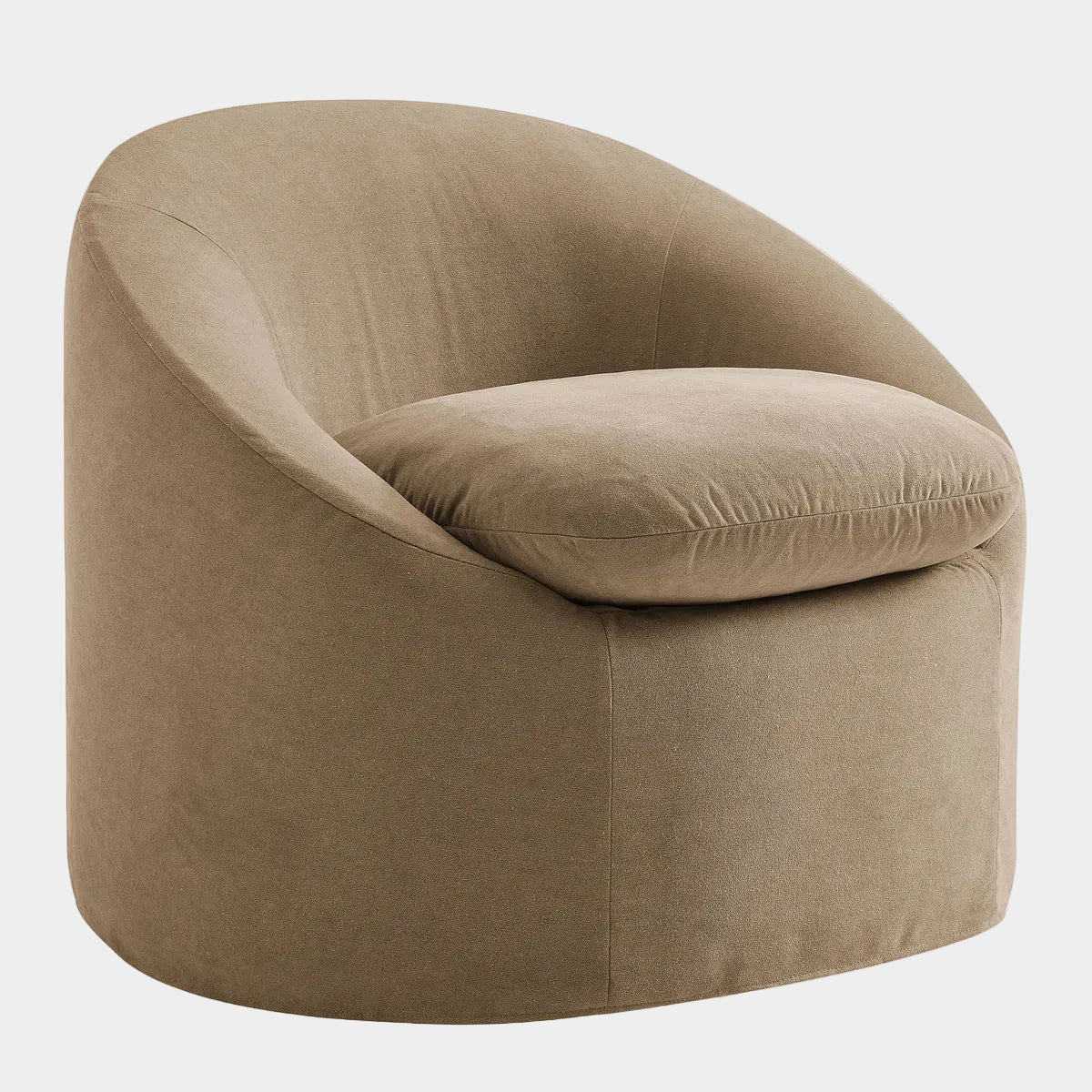 Sadie Slipcovered Linen-Blend Round Accent Chair