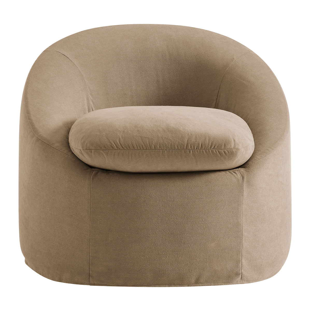Sadie Slipcovered Linen-Blend Round Accent Chair