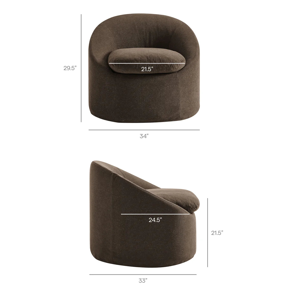 Sadie Slipcovered Linen-Blend Round Accent Chair