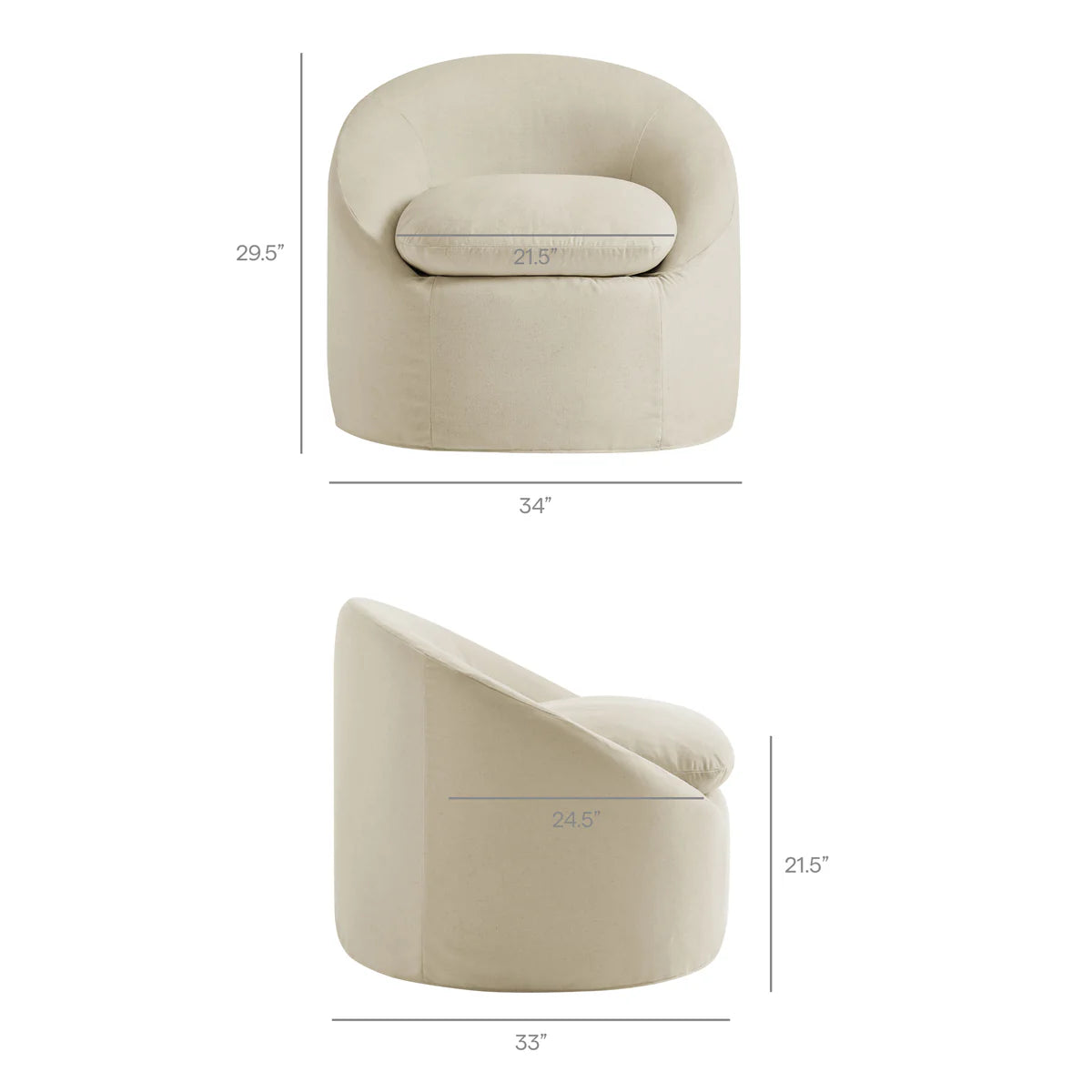 Sadie Slipcovered Linen-Blend Round Accent Chair