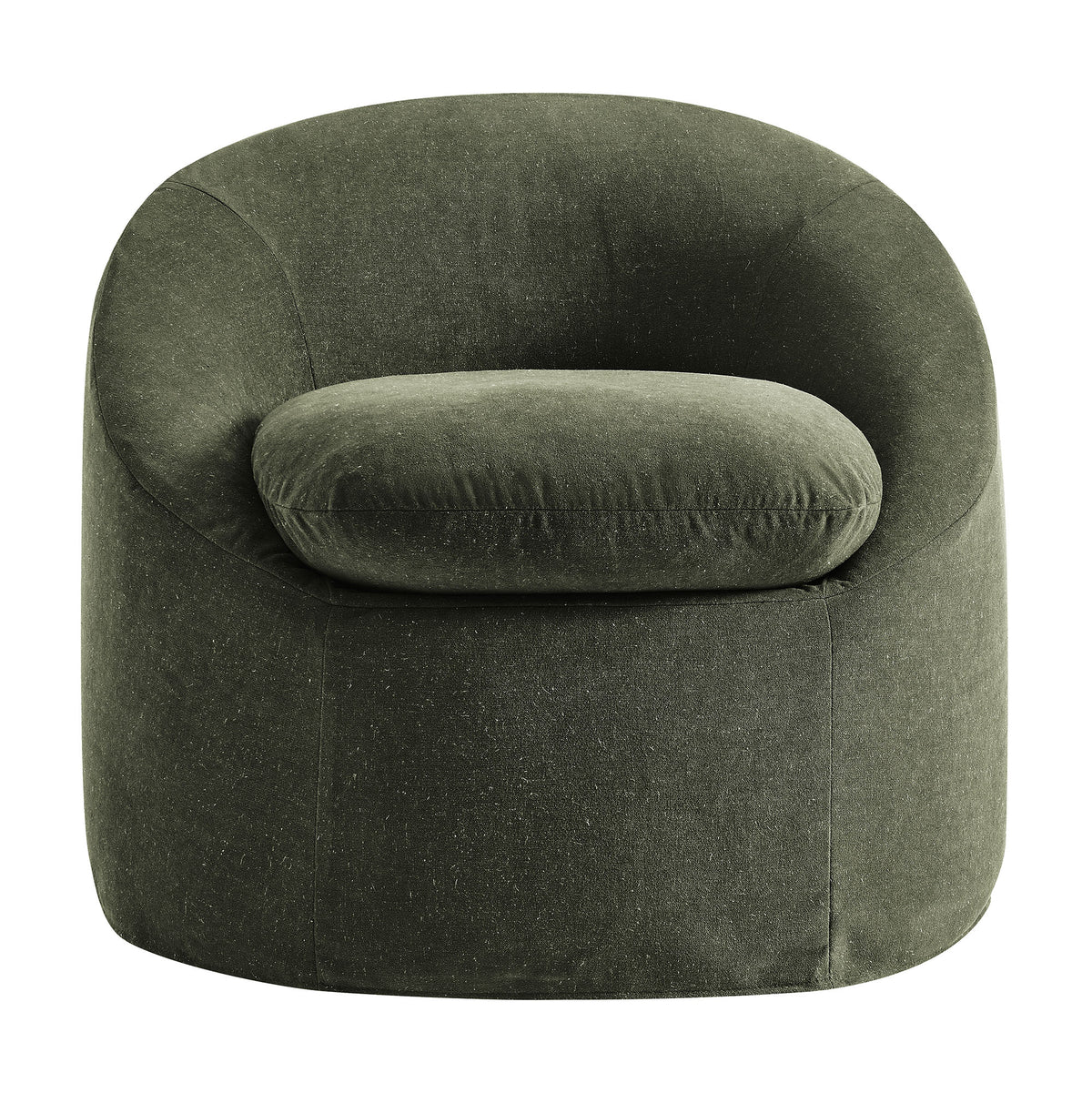 Sadie Slipcovered Linen-Blend Round Accent Chair