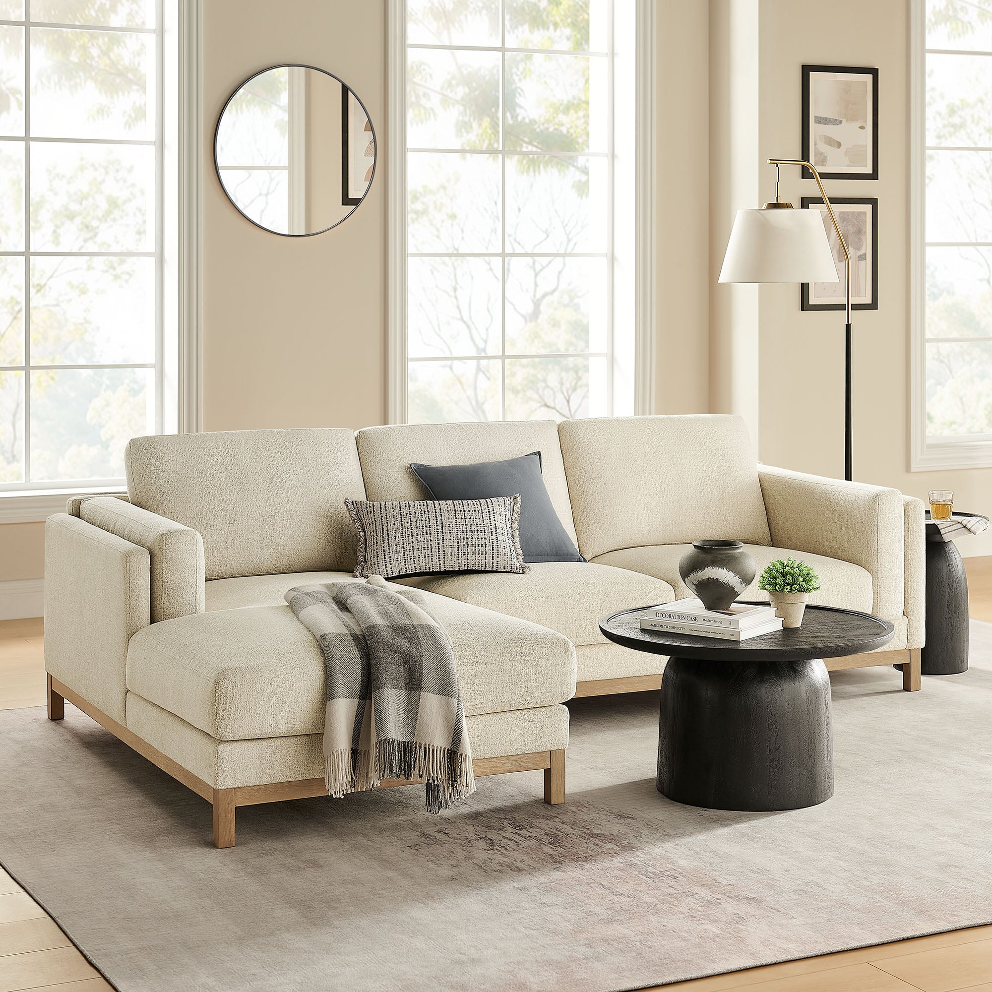 Roscoe Left-Facing Fabric Sectional Sofa