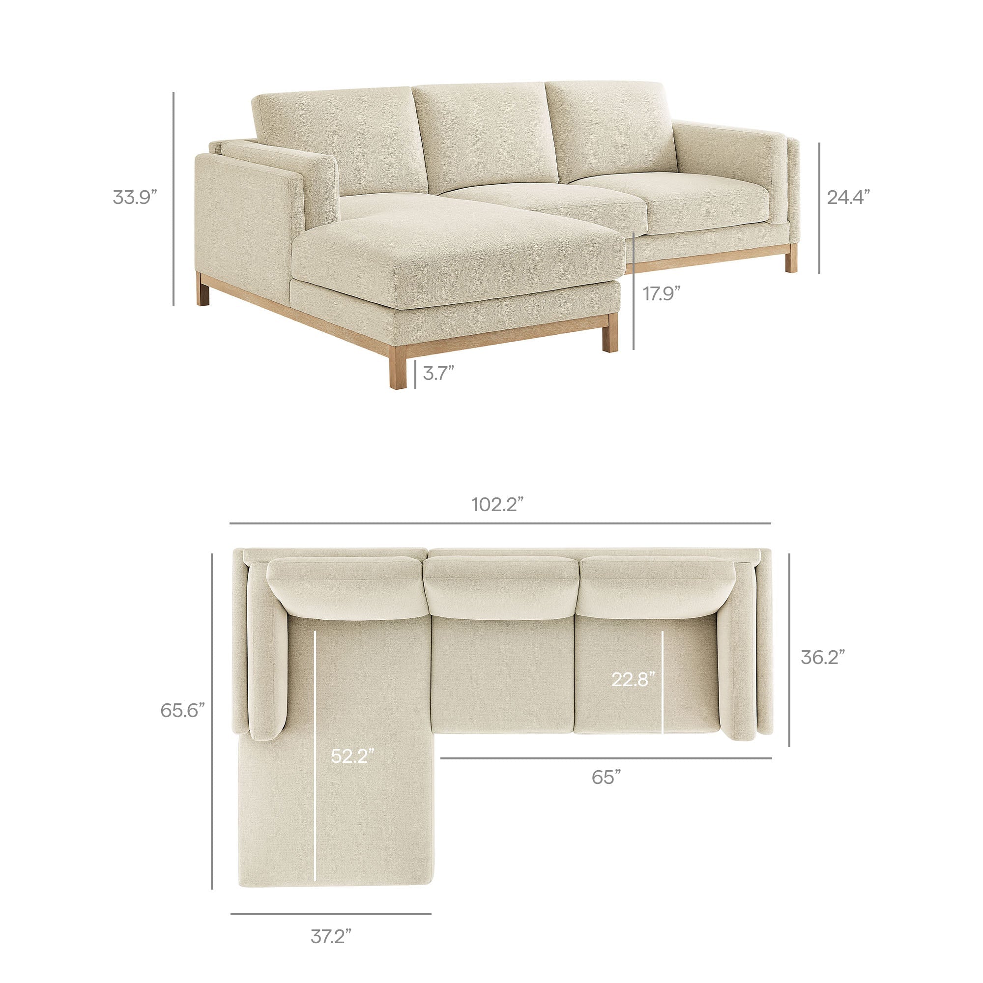 Roscoe Left-Facing Fabric Sectional Sofa