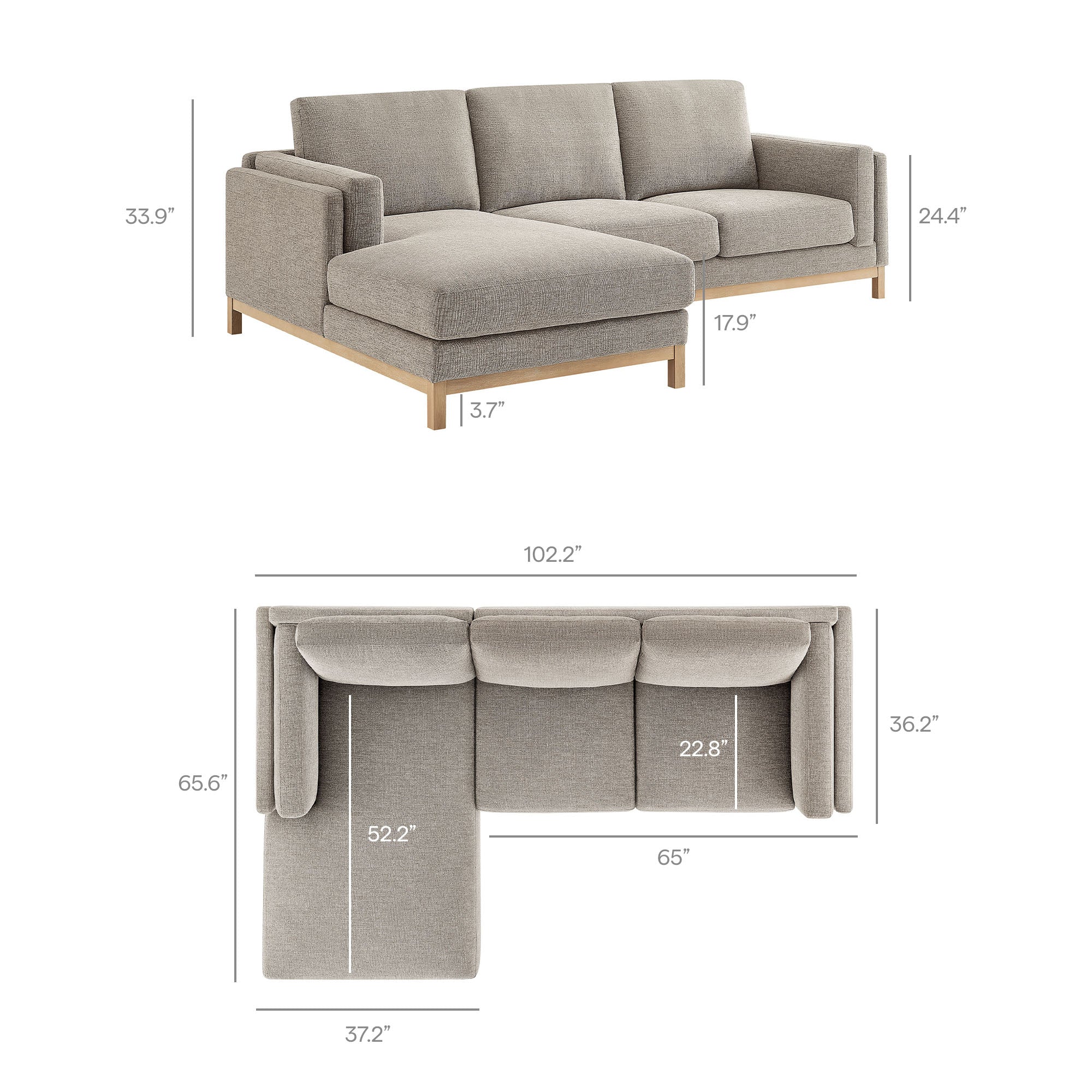 Roscoe Left-Facing Fabric Sectional Sofa