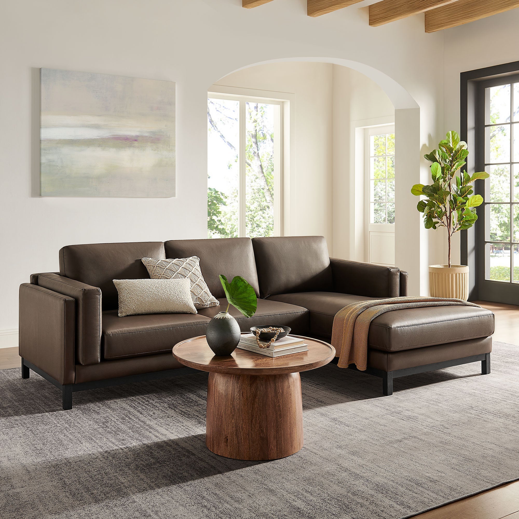 Roscoe Right-Facing Vegan Leather Sectional Sofa