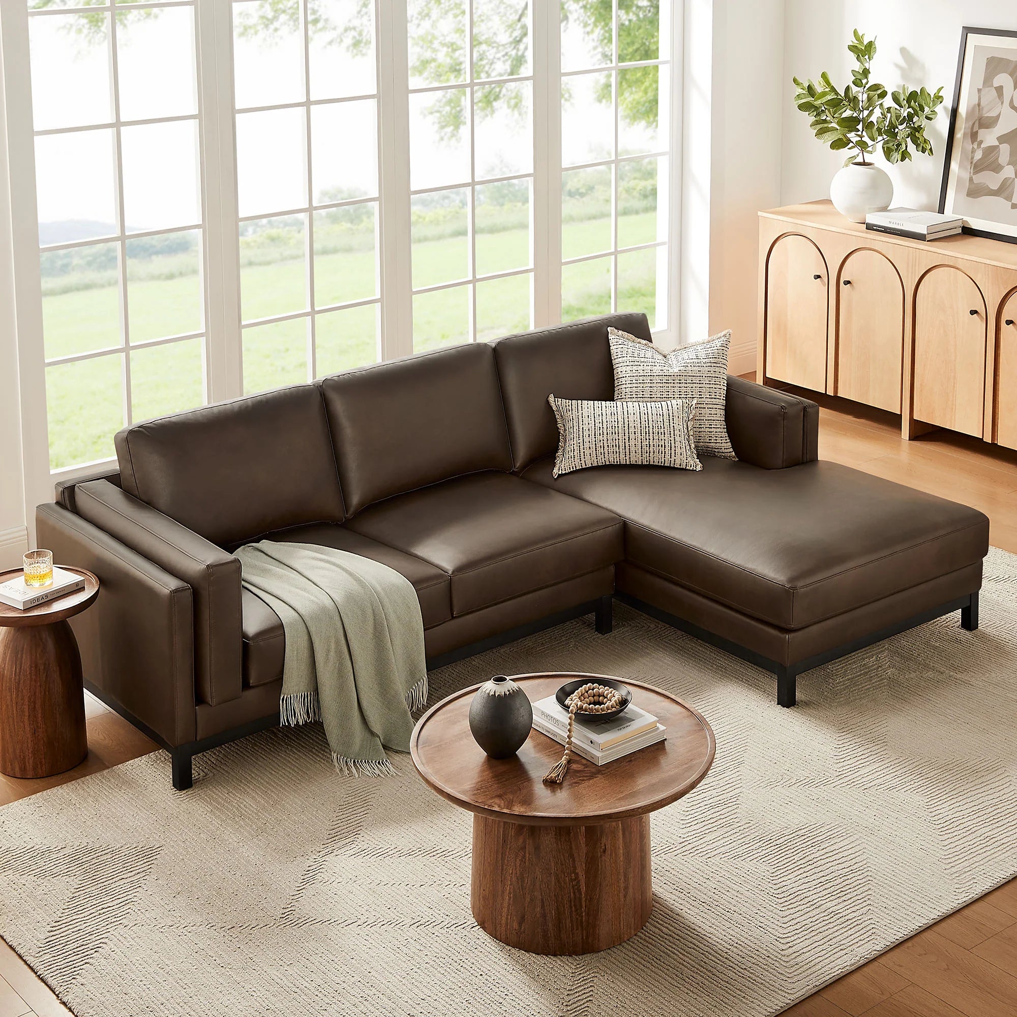 Roscoe Right-Facing Vegan Leather Sectional Sofa