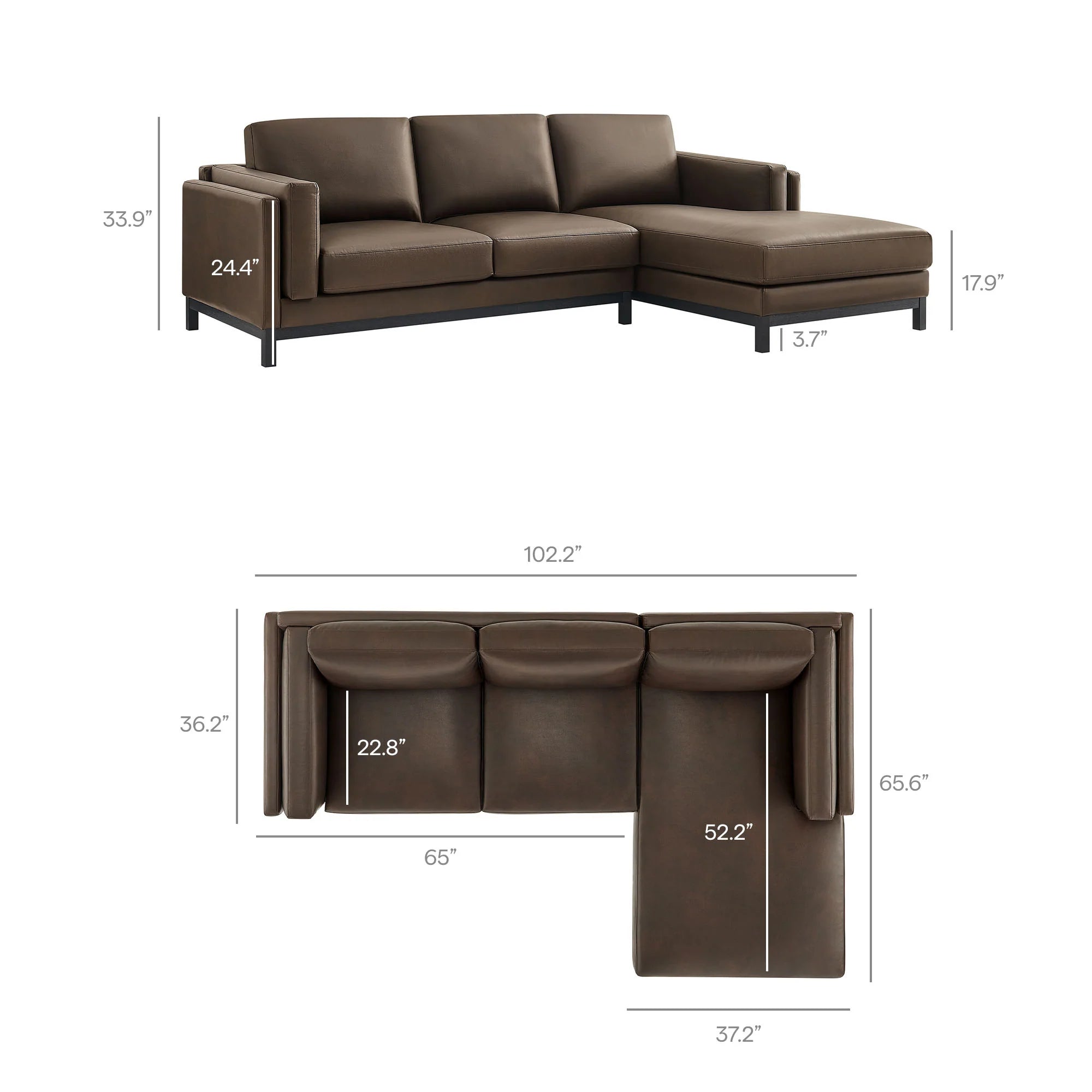 Roscoe Right-Facing Vegan Leather Sectional Sofa
