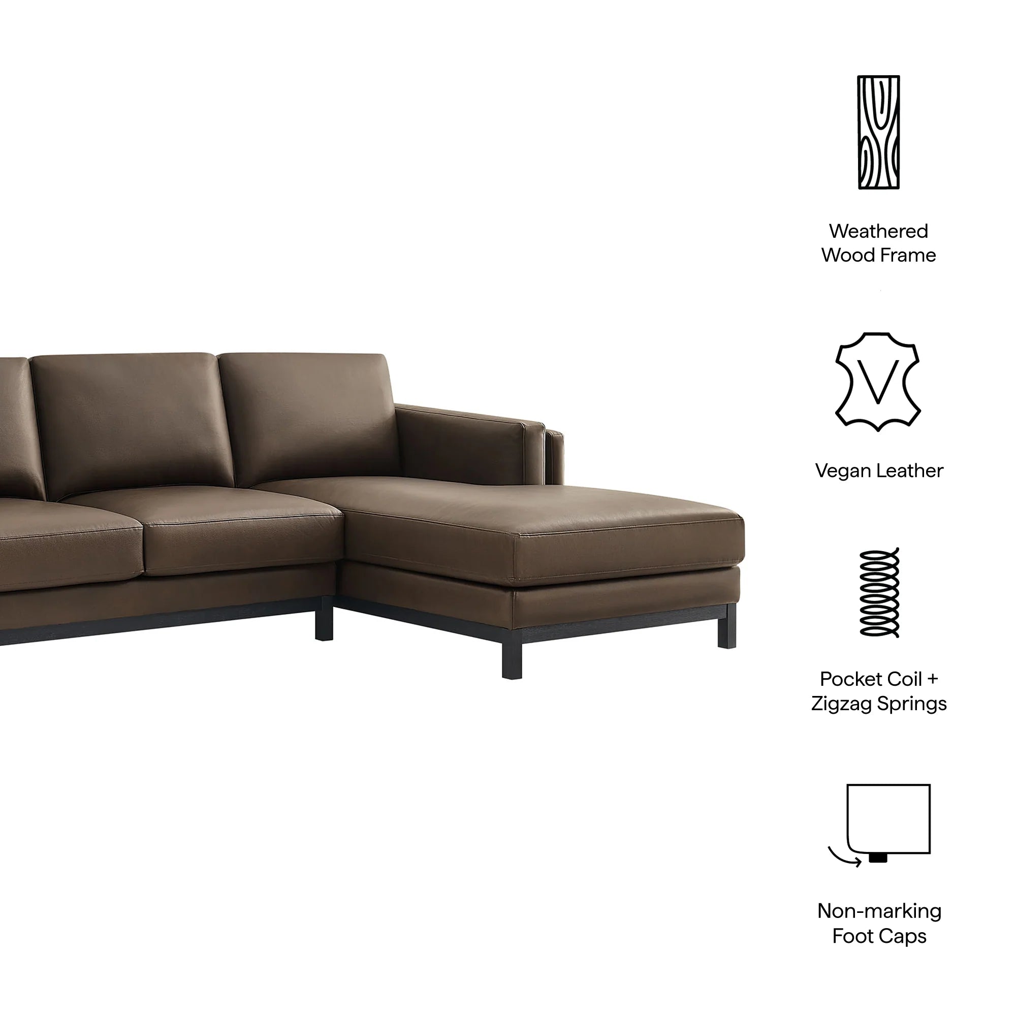 Roscoe Right-Facing Vegan Leather Sectional Sofa