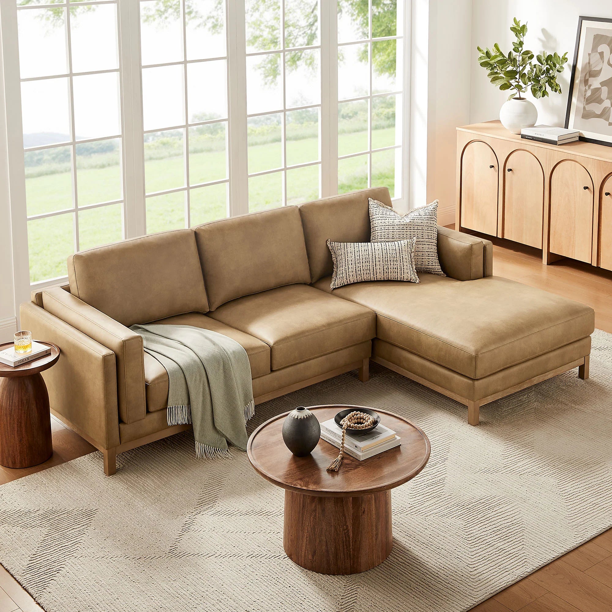 Roscoe Right-Facing Vegan Leather Sectional Sofa