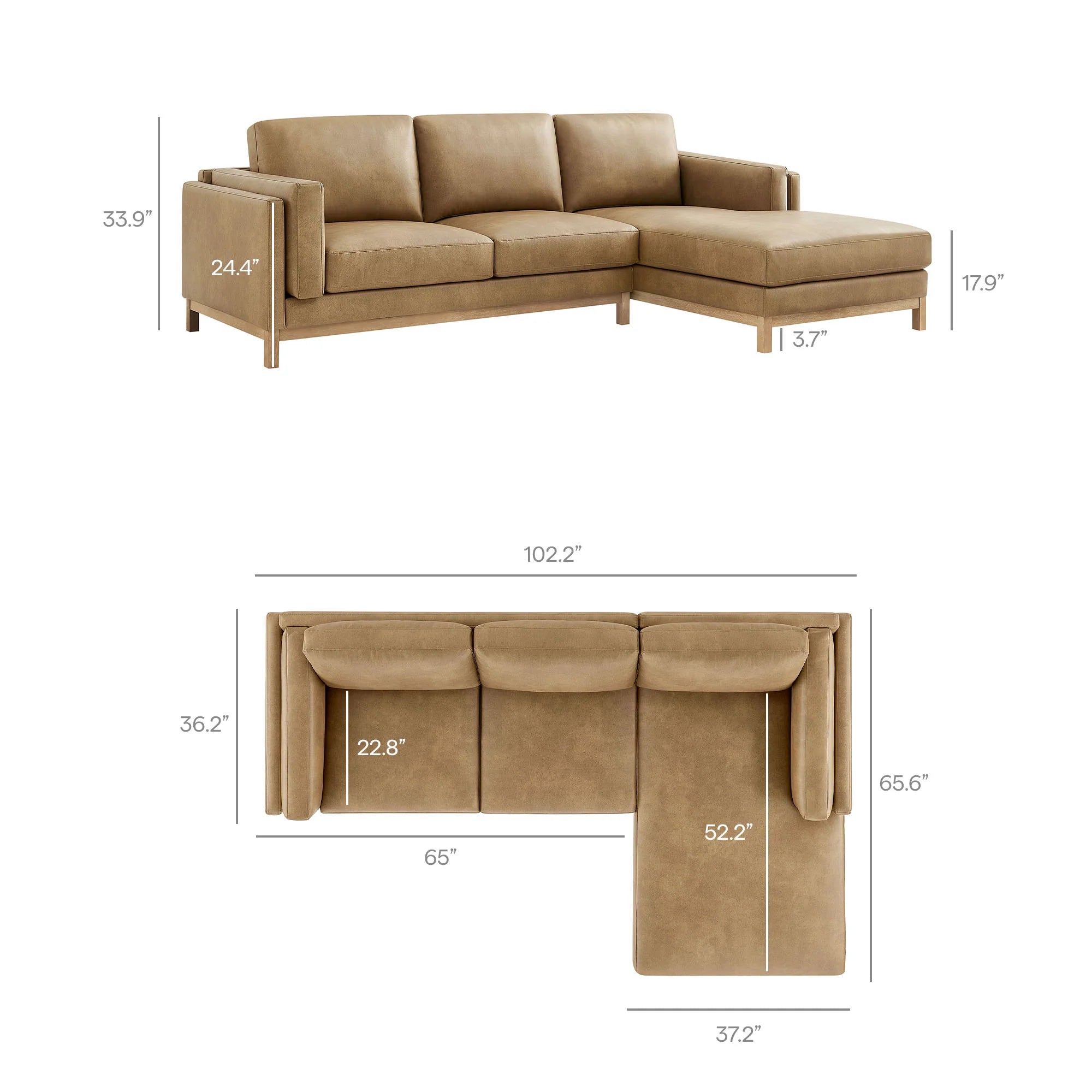Roscoe Right-Facing Vegan Leather Sectional Sofa