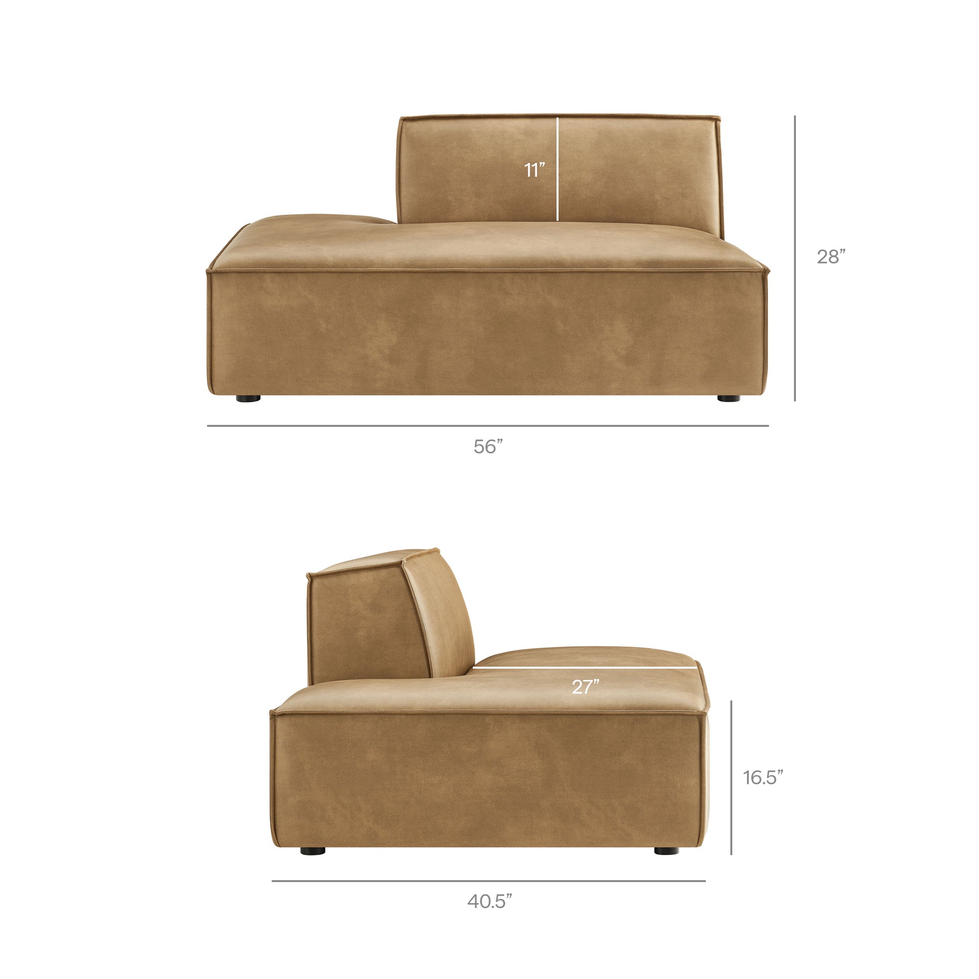 Restore Vegan Leather Left-Facing Armless Modular Chaise