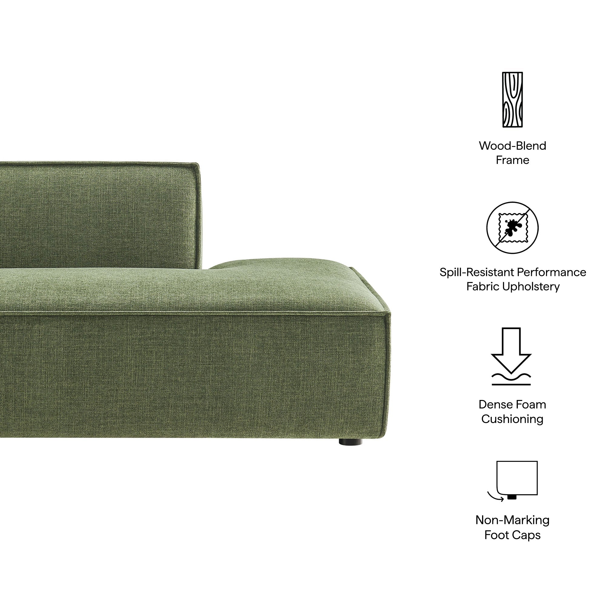 Restore Performance Fabric Upholstered Right-Facing Armless Modular Chaise