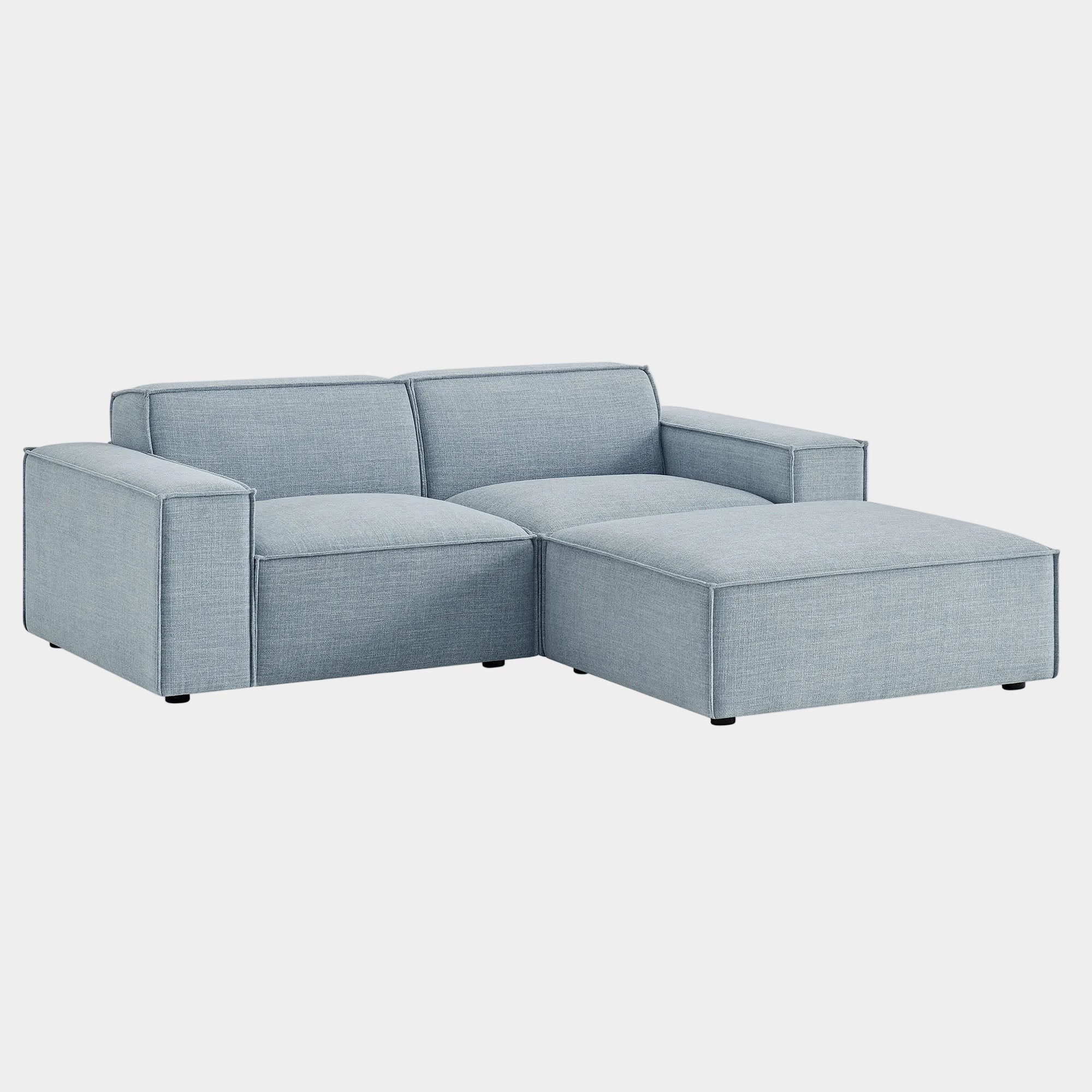 Restore 3-Piece Performance Fabric Upholstered Modular Loveseat with Ottoman