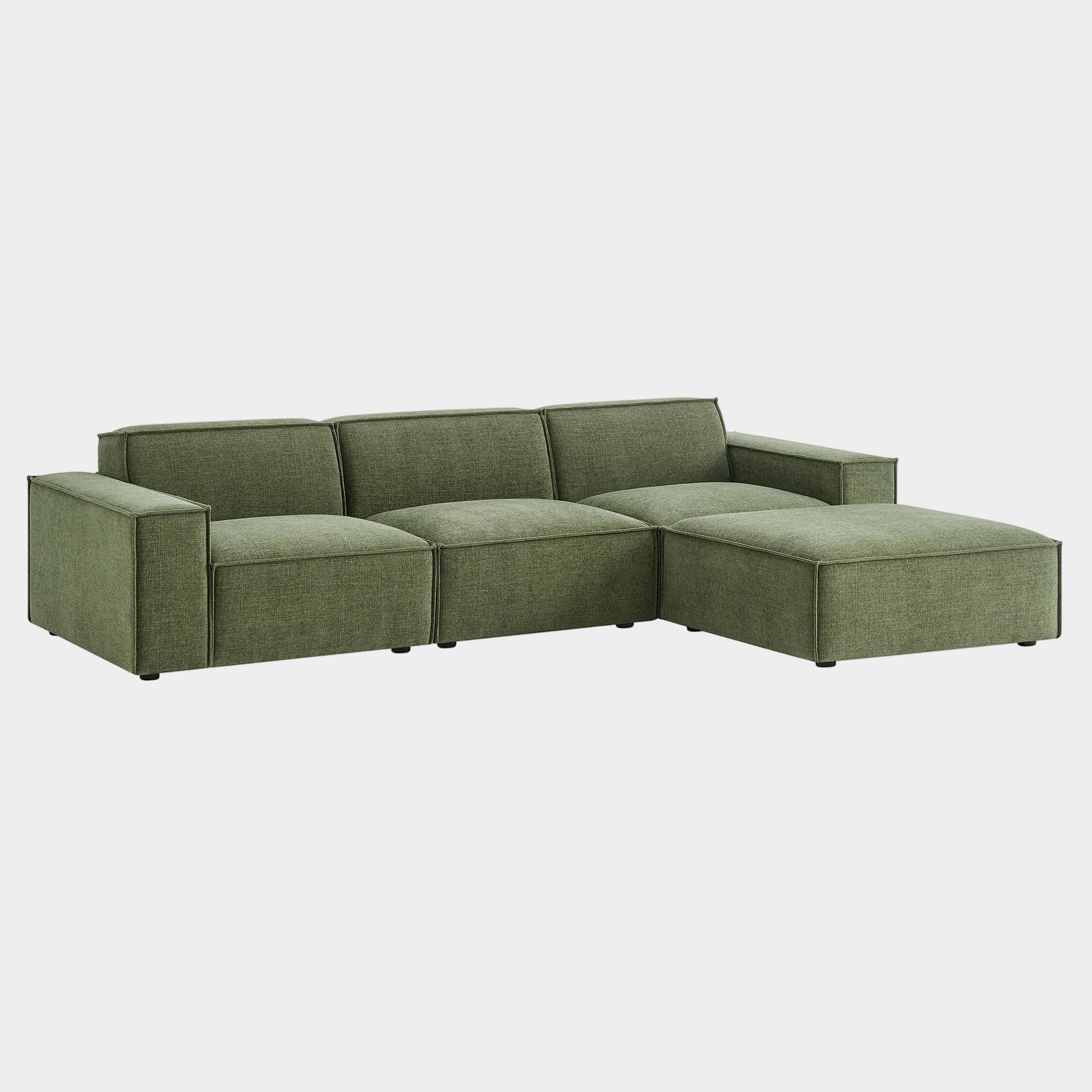 Restore 4-Piece Performance Fabric Upholstered Modular Sofa Set with Ottoman
