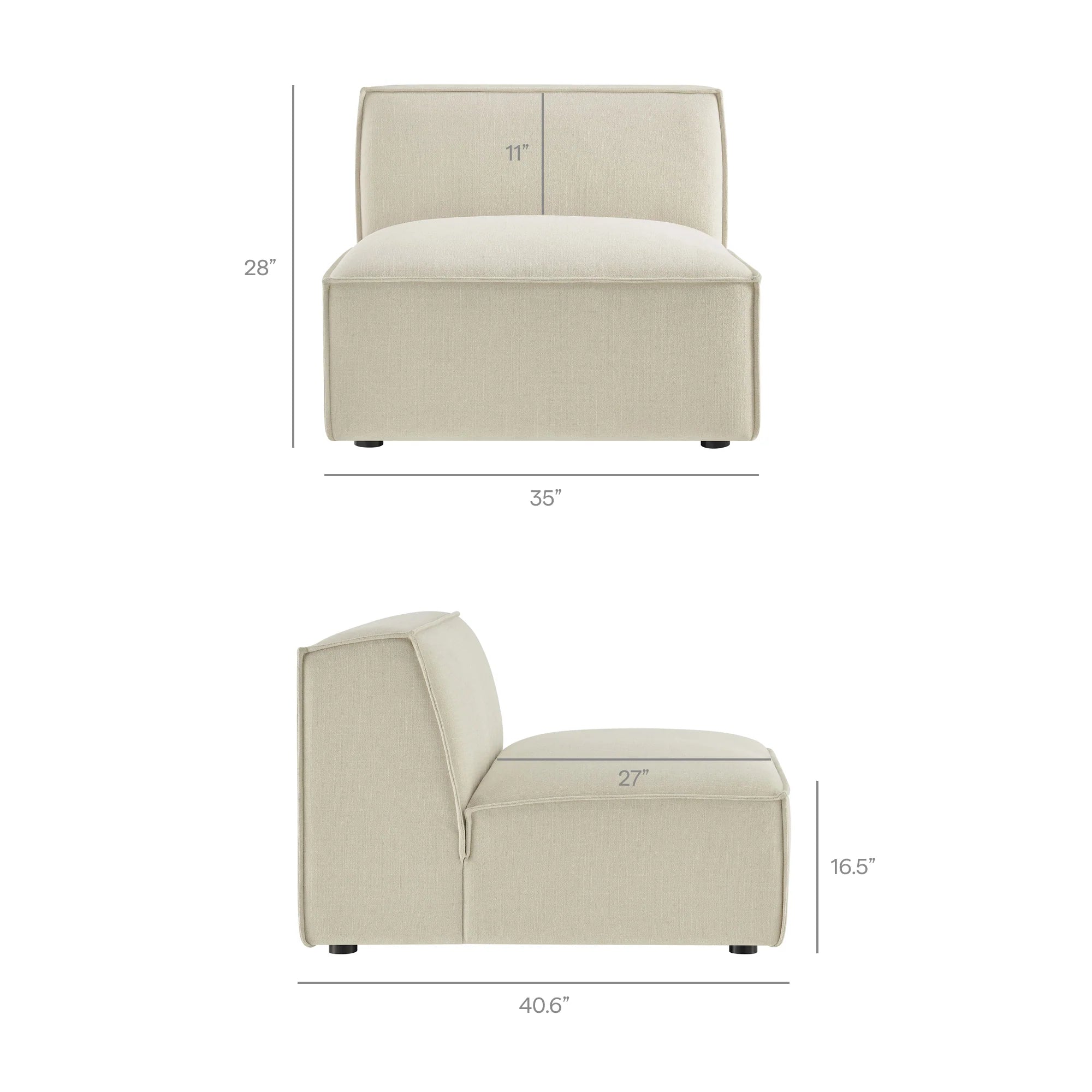 Restore 4-Piece Performance Fabric Upholstered Modular L-Shaped Armless Sectional Sofa