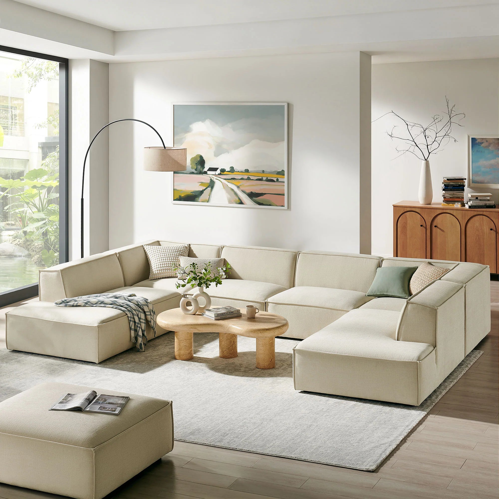 Restore 6-Piece Performance Fabric Upholstered U-Shaped Sectional Sofa