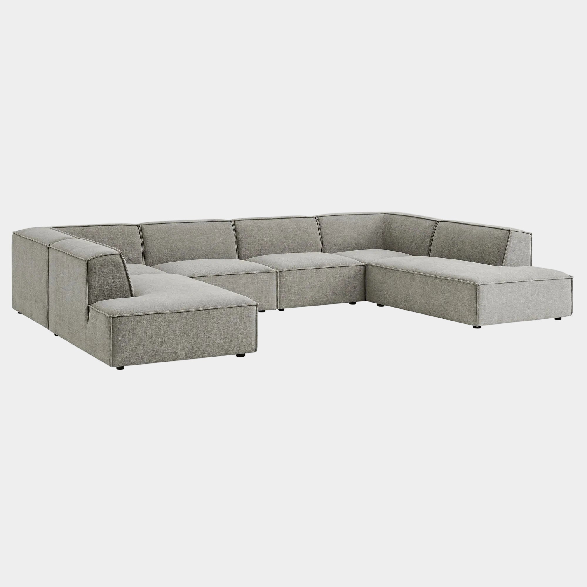Restore 6-Piece Performance Fabric Upholstered U-Shaped Sectional Sofa
