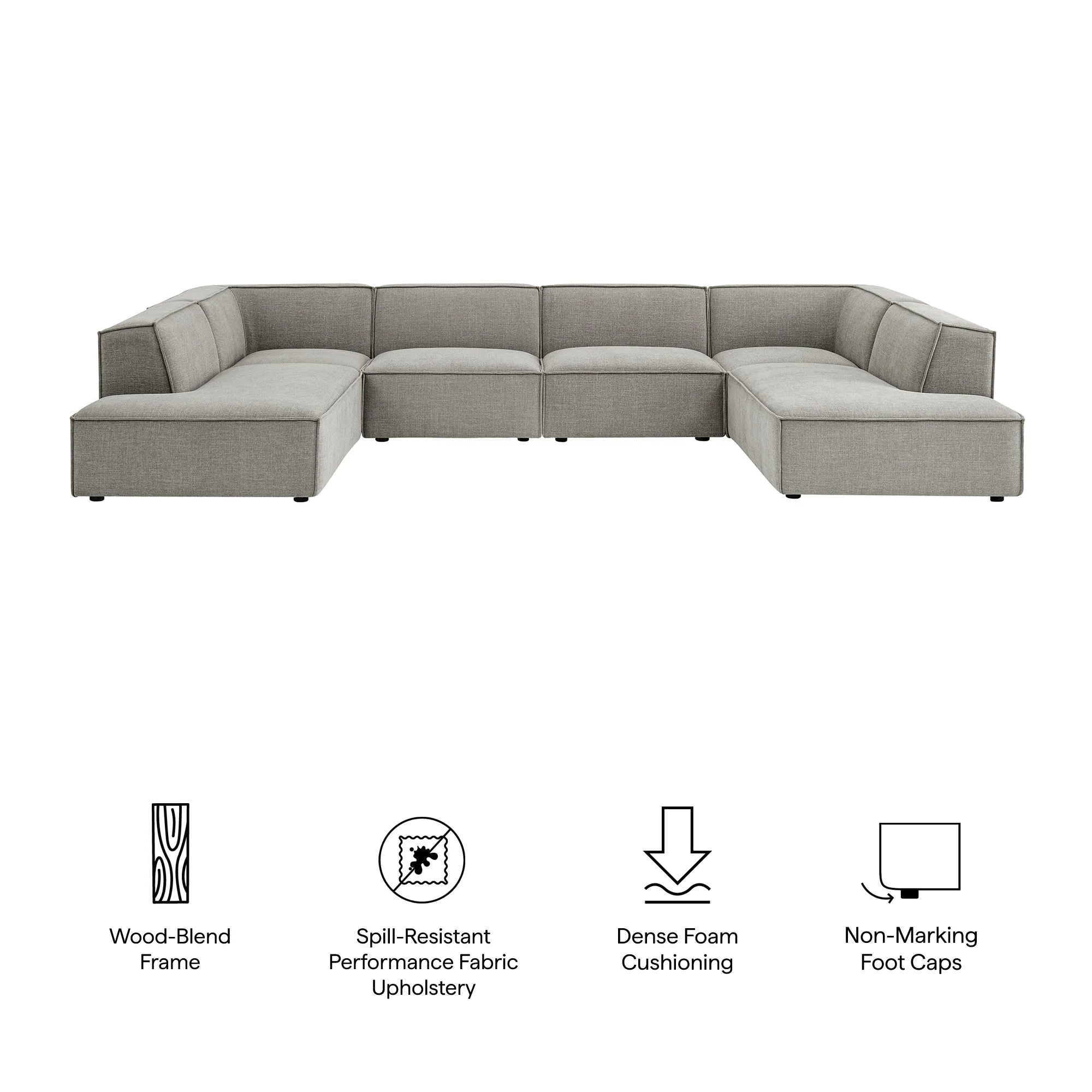 Restore 6-Piece Performance Fabric Upholstered U-Shaped Sectional Sofa