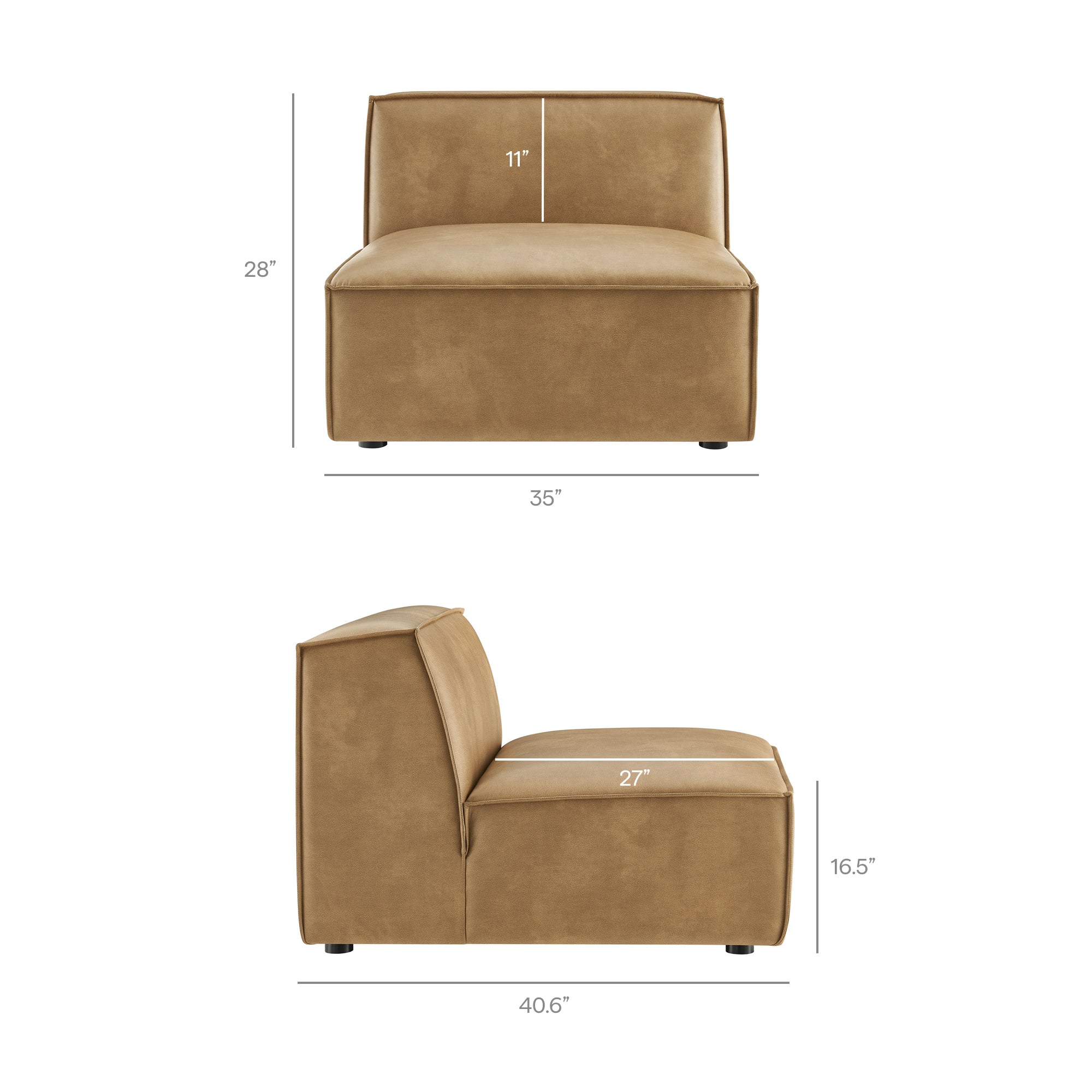 Restore 6-Piece Vegan Leather U-Shaped Armless Sectional Sofa
