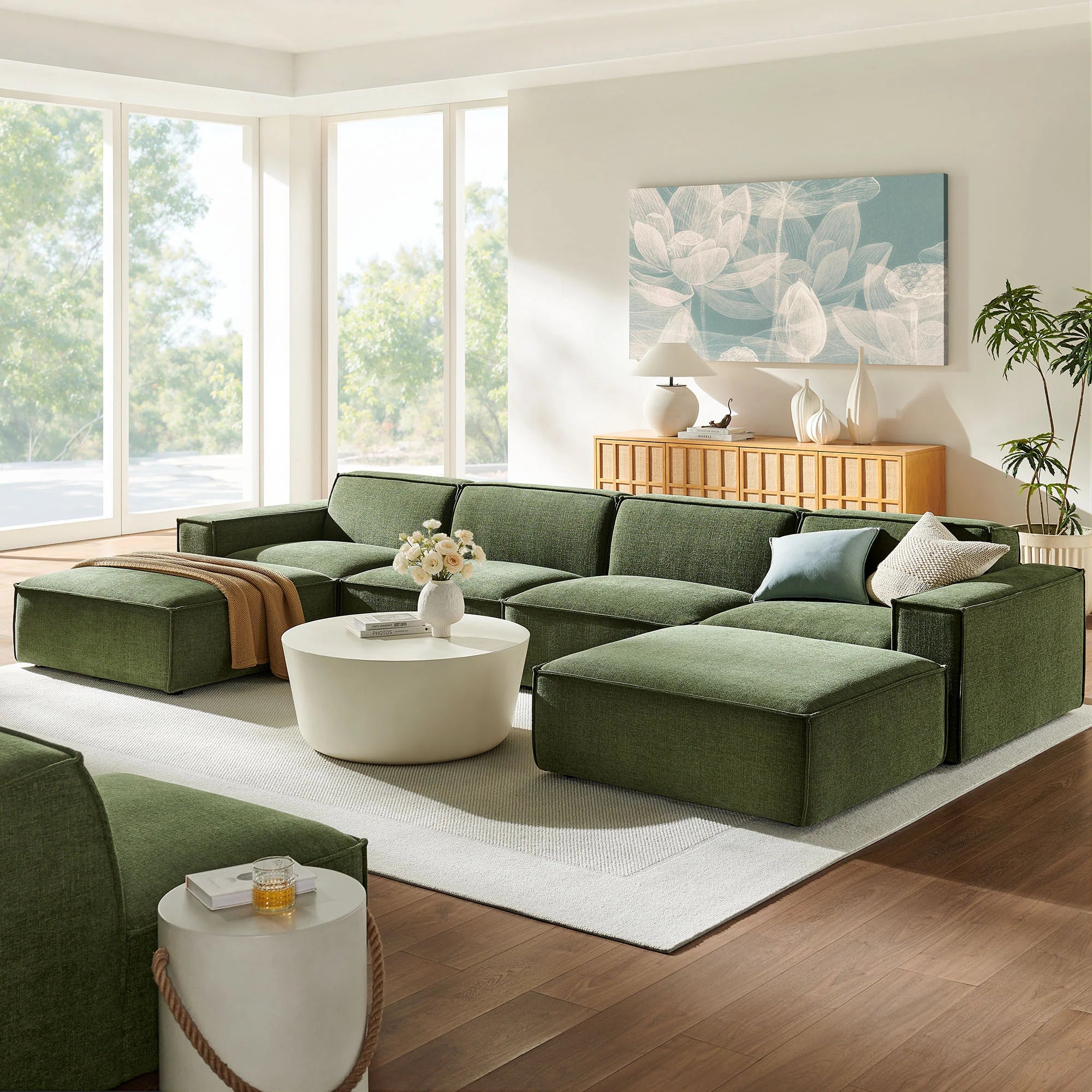 Restore 6-Piece Performance Fabric Upholstered Modular Sectional Sofa