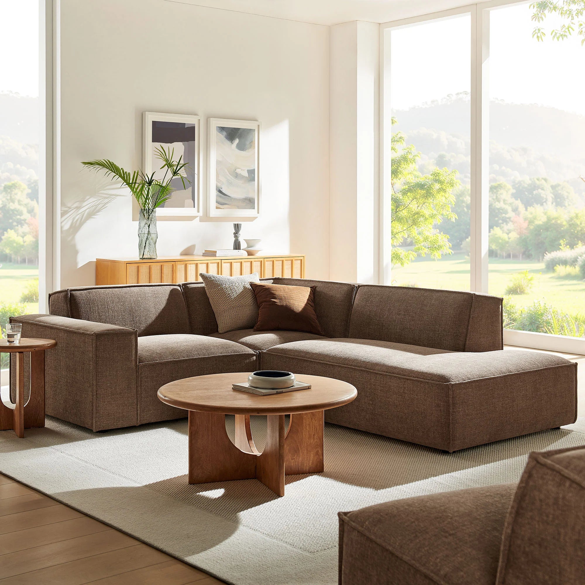 Restore 3-Piece Performance Fabric Upholstered Modular L-Shaped Sectional Sofa
